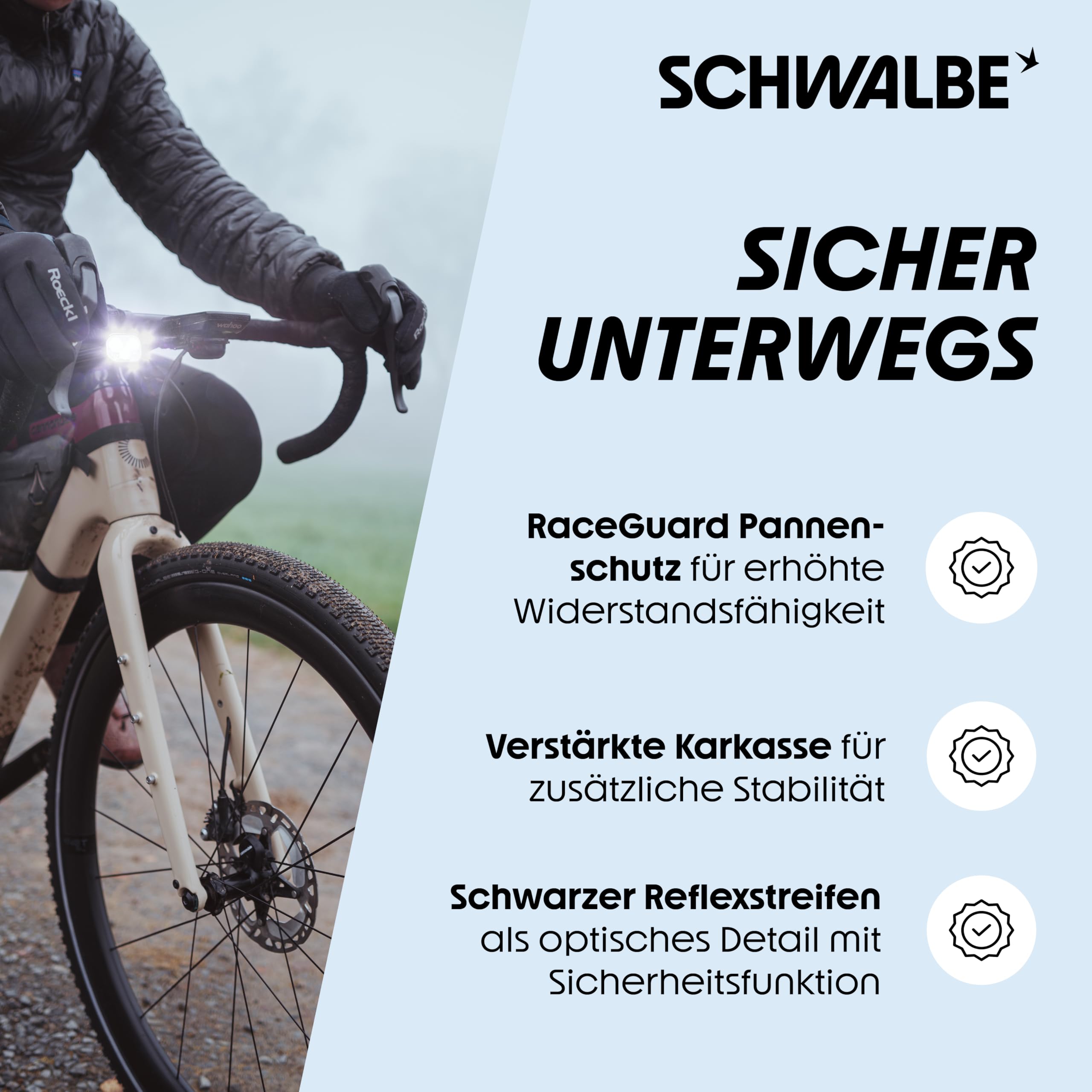 Schwalbe Fahrradreifen G-ONE Overland 365 – Gravel Reifen 28 Zoll für Ganzjahrespendler & Alltagsfahrten – Tubeless Easy mit RaceGuard Pannenschutz und ADDIX 4-Season Compound