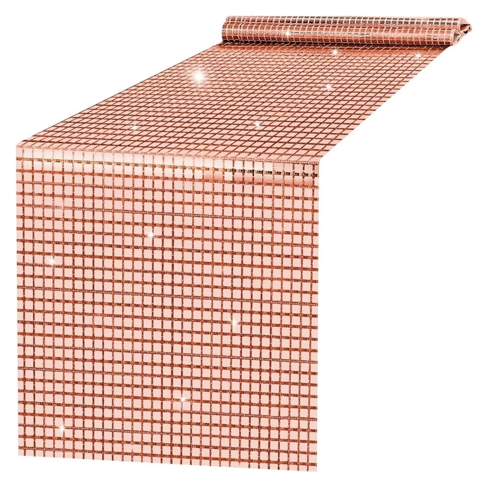 Disco Table Runner Unique Glitter Disco Table Runner Mirror Design Tablecloth Sequin Dining Decoration Birthday(Rose Gold-S-)
