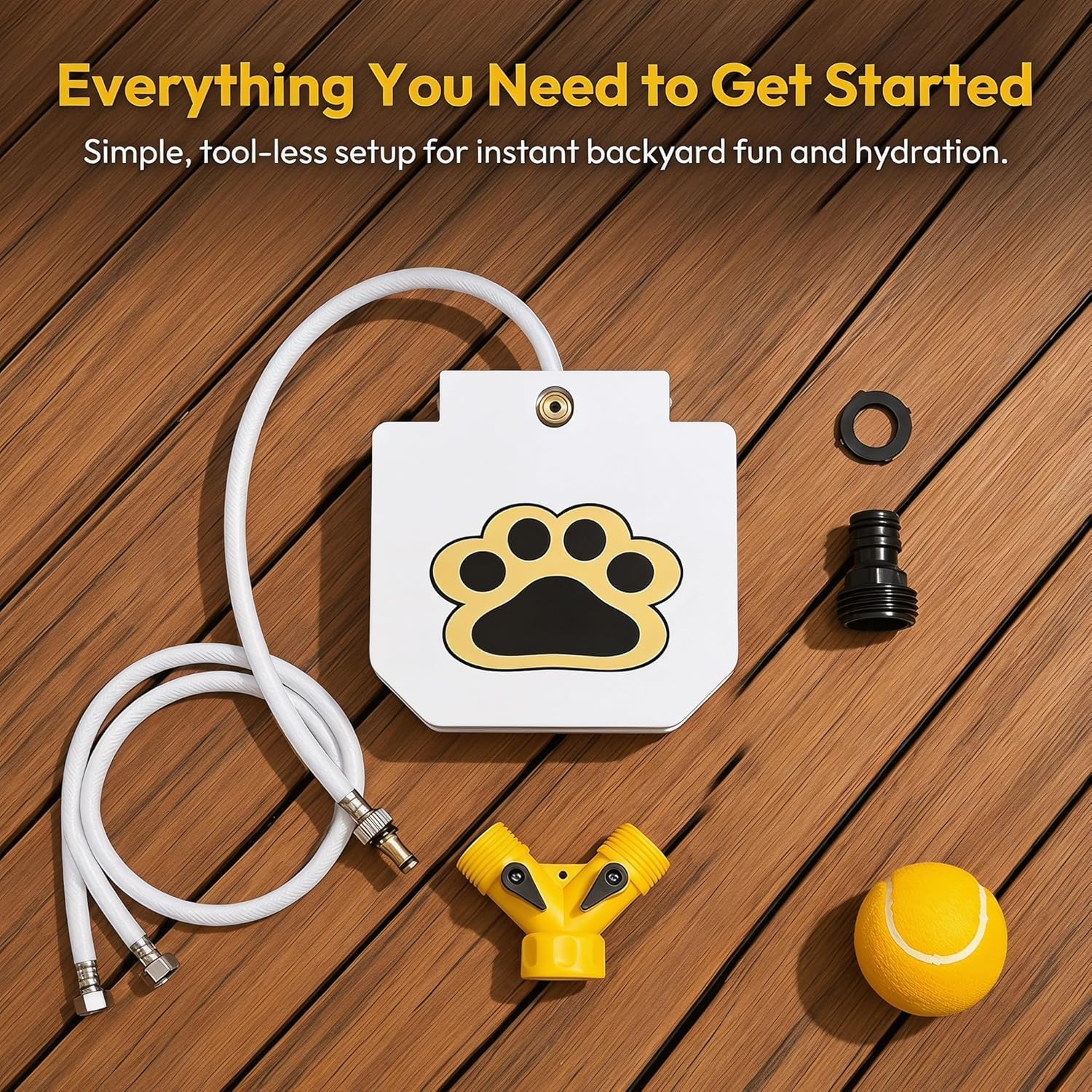 Fuente De Agua Exterior para Perros con Pedal, Aspersor Activado por Pata para Razas Grandes, Bebedero Resistente con Válvula De Latón Y Manguera Antimordidas (White)