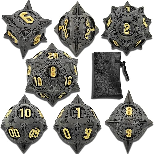 AHDKEJG Juego de dados de metal DD DND bolsa de regalo de Calabozos y Dragones RPG D20 juego de dados poliédricos grandes MTG Pathfinder juego de