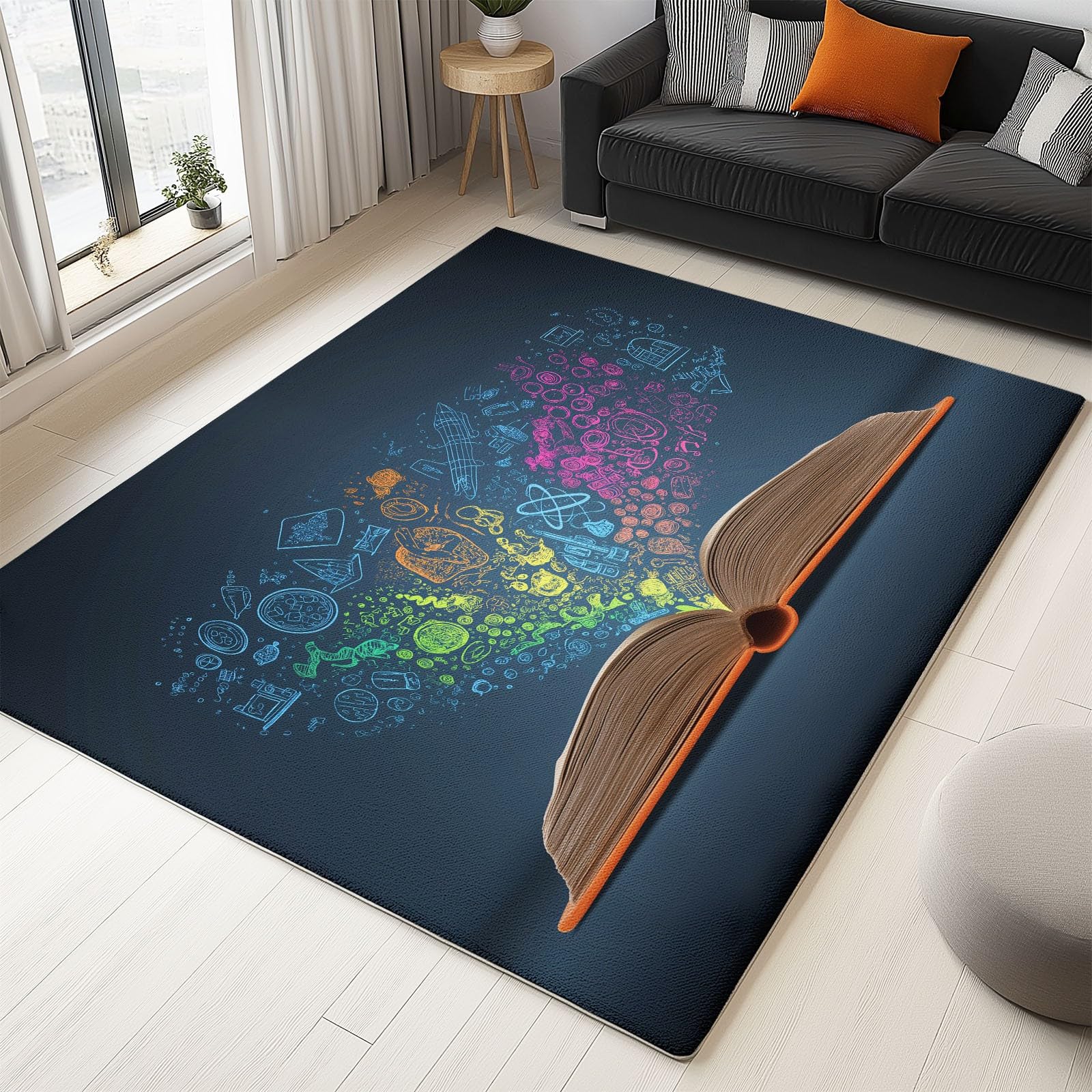 Tapis graffitis bleu foncé pour la décoration de chambre d'ado