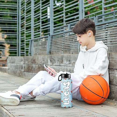 Miniatura 5 de Artsadd Botella de agua personalizada para niños, de acero inoxidable con tapa de pajilla, botella de agua de color degradado personalizada con taza