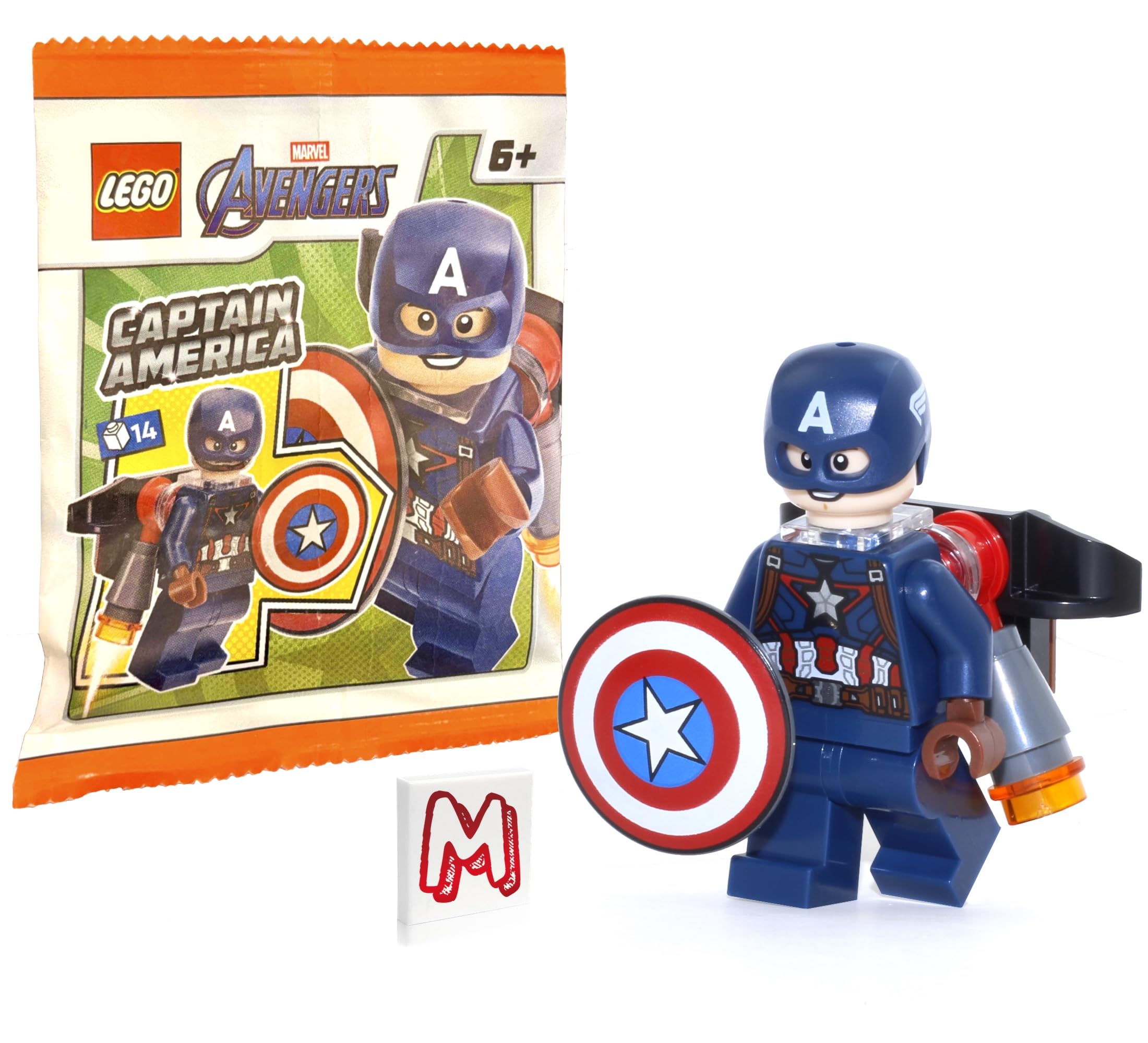 LEGO Marvel Avengers Super Heroes Minifigure - Captain America (with Shield and Helmet) Limited Edition