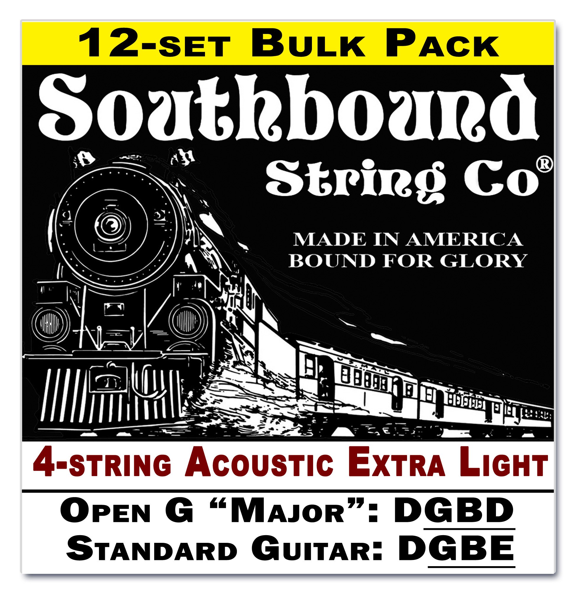 12-pack Acoustic Extra Lite 4-String Cigar Box Guitar Strings - Open G/Standard Guitar - DGBD/DGBE