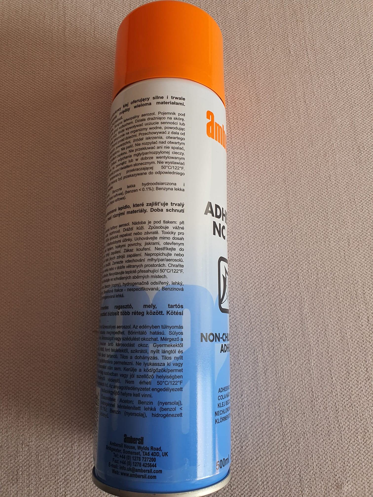ADHESIVO NO CLORADO EN SPRAY Pegamento IDEAL para AUTOMOCIÓN (1 BOTE, SPRAY AMBERSIL/500 ML) (1)