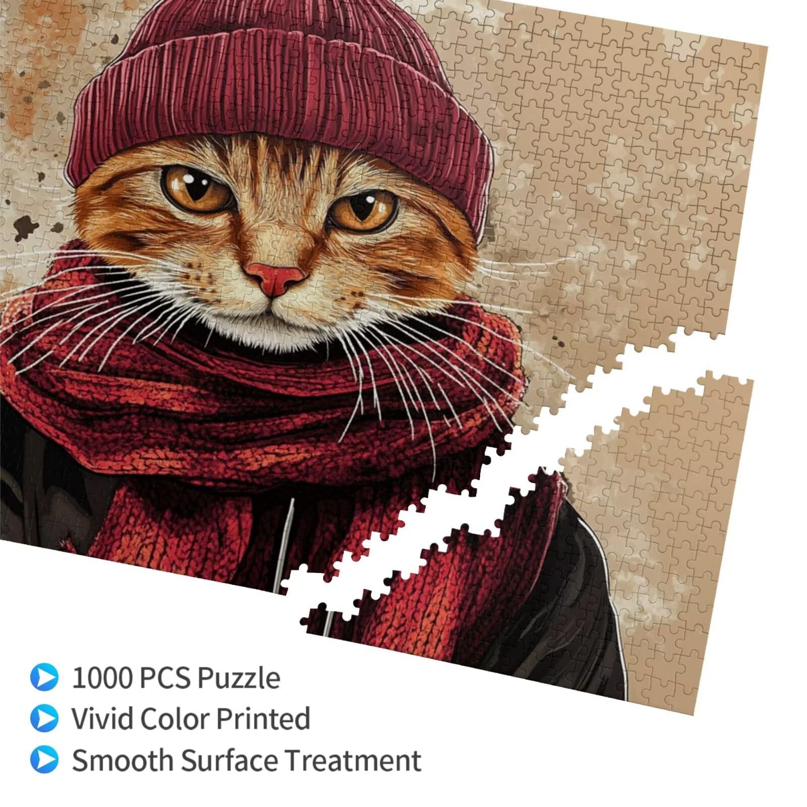 Puzzle kot, 3000 elementów, puzzle ze zwierzętami, dla dorosłych, z pudełkiem na prezent, duże drewniane puzzle dla dorosłych, gra zręcznościowa dla całej rodziny, prezenty dla kobiet, 81 x 122 cm