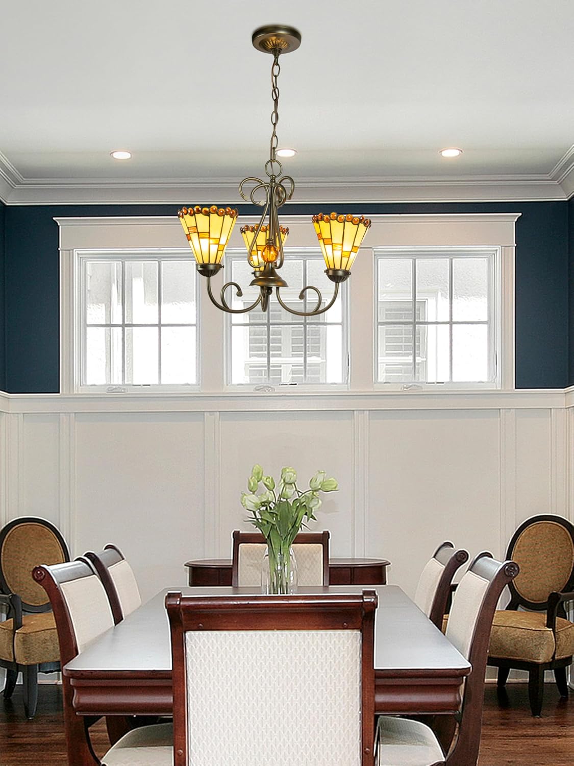 Dale Tiffany STH15097LED - Pendant Light Fixture - Vintage Antique Bronze & Golden Amber Glass - Energy Efficient Ceiling Lamp