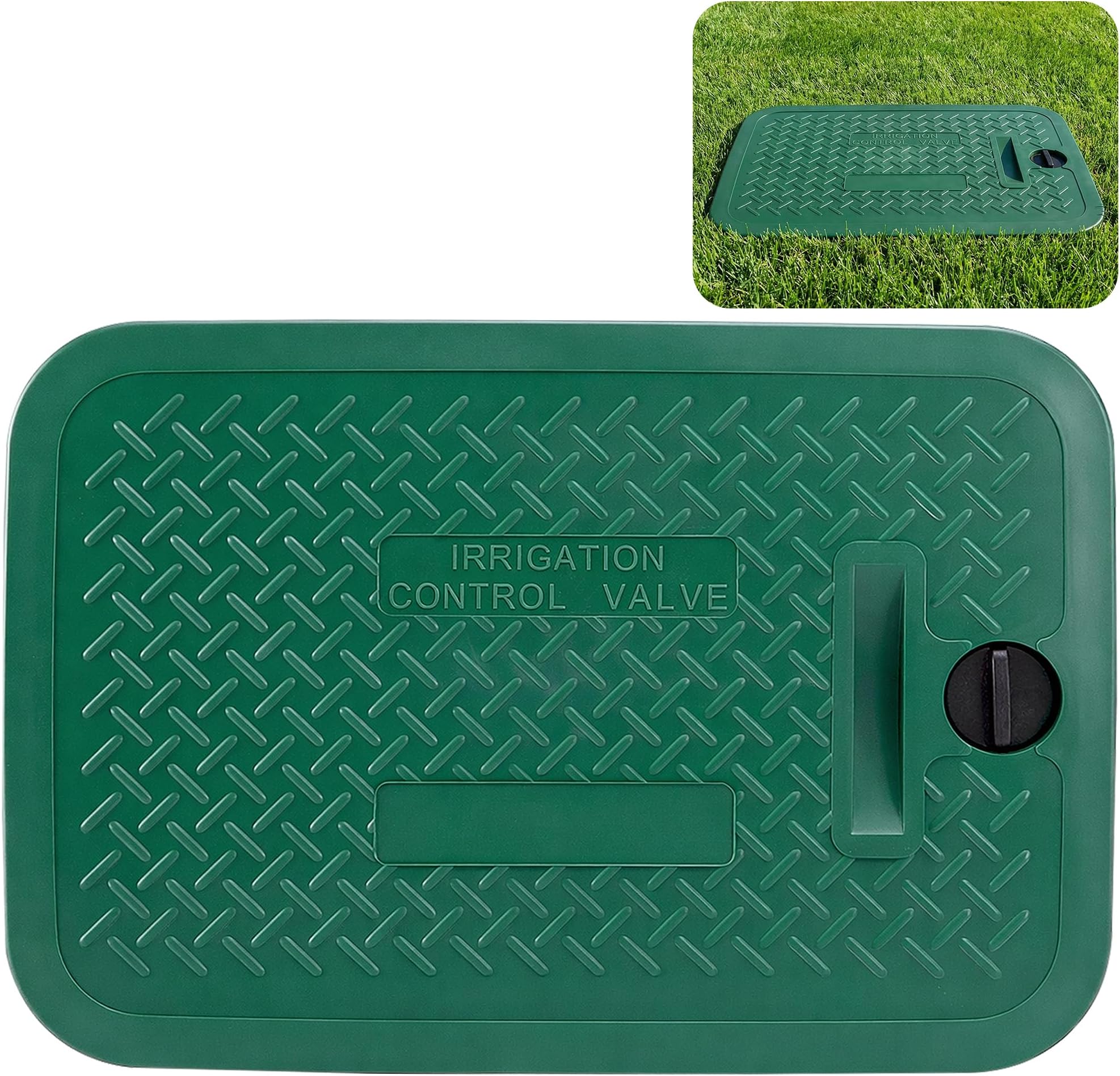 EBaokuup 12 x 17 Inch Irrigation Valve Box Cover, Rectangular Sprinkler Valve Lids with Plug, Sprinkler Valve Cover Replacement for Outdoor Irrigation Watering Equipment