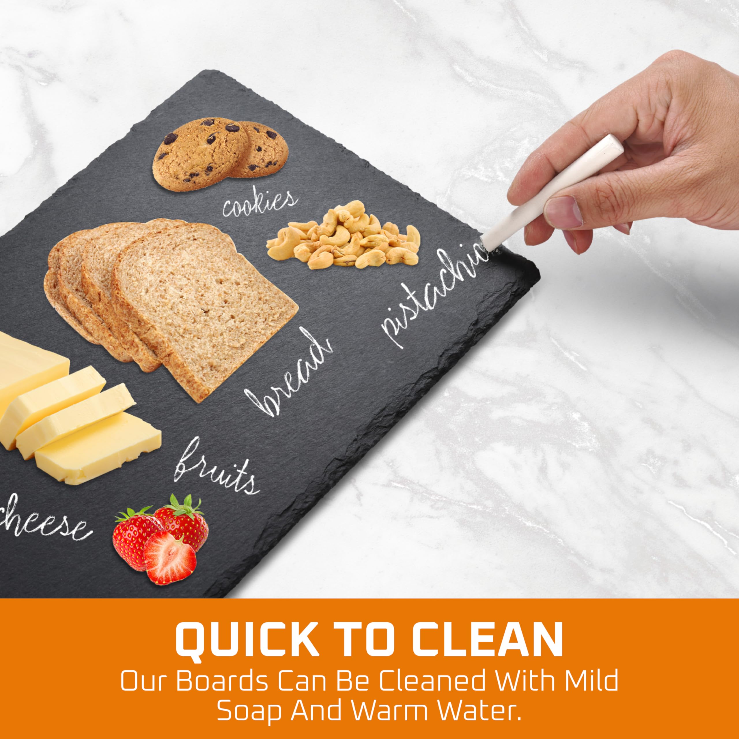 Set 6 Vassoi Ardesia Per Formaggi - 15.2x22.2cm Con Gessetti - Foto 7