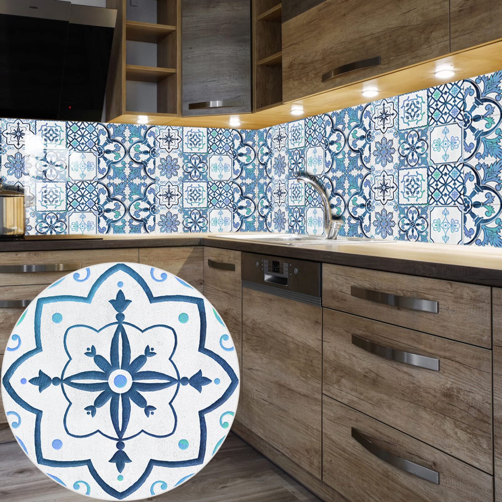 16 Stickers Carrelage Adhésifs Mandala 10x10 Cm – Effet 3D Cuisine Salle De Bain, Faciles à Poser Et Résistants à L’Eau