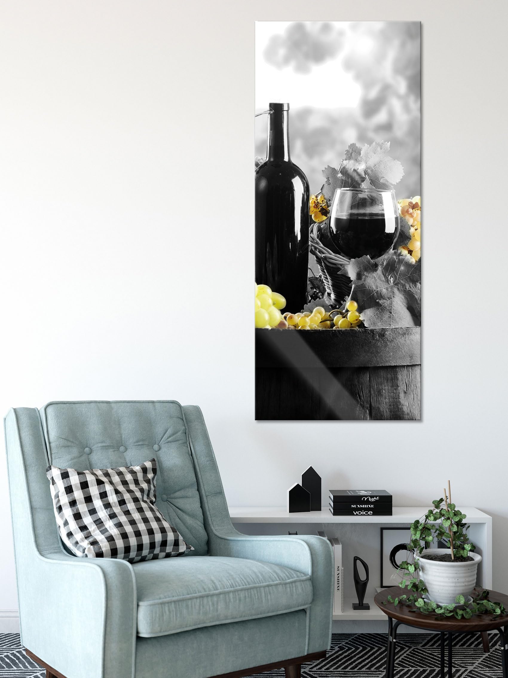 Pixxprint Glasbild Panorama, Wandbild aus Echtglas, gemischte Auslese an Weintrauben, 120x50 cm, inkl. Aufhängung und Abstandshalter