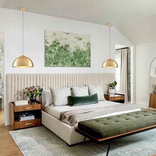 Miniatura 5 de Paquete de 2 lámparas colgantes industriales galvanizadas en oro de 11.8 pulgadas, lámparas colgantes mentales para isla de cocina, lámpara colgante