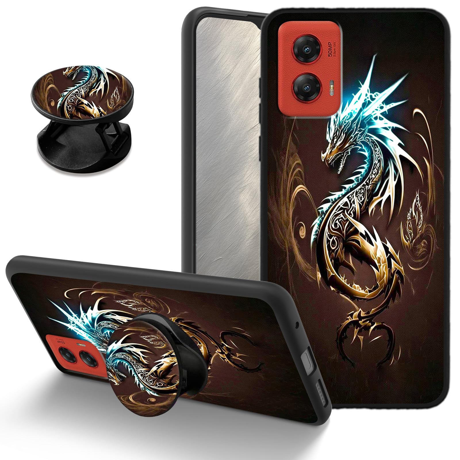 Soft TPU Phone Case for Motorola Moto G Stylus 5G 2024, Slim Protective Cover with Kickstand, Drop Protection Shock-Absorbing Wireless Charging