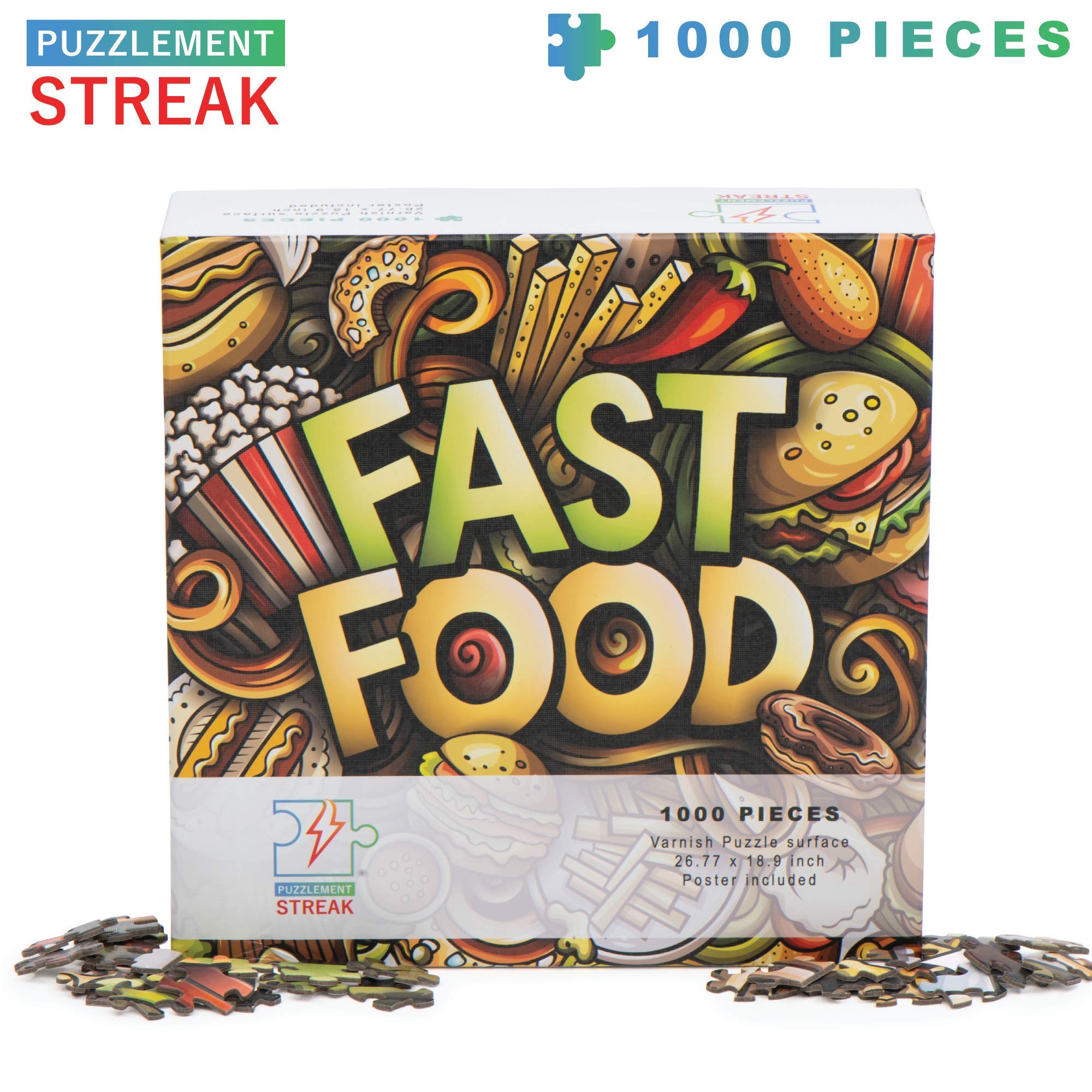 Fast Food 1000-Piece Jigsaw Puzzle For Adults - 26.8" X 18.9" - Fun Cardboard Puzzle For Families & Friends