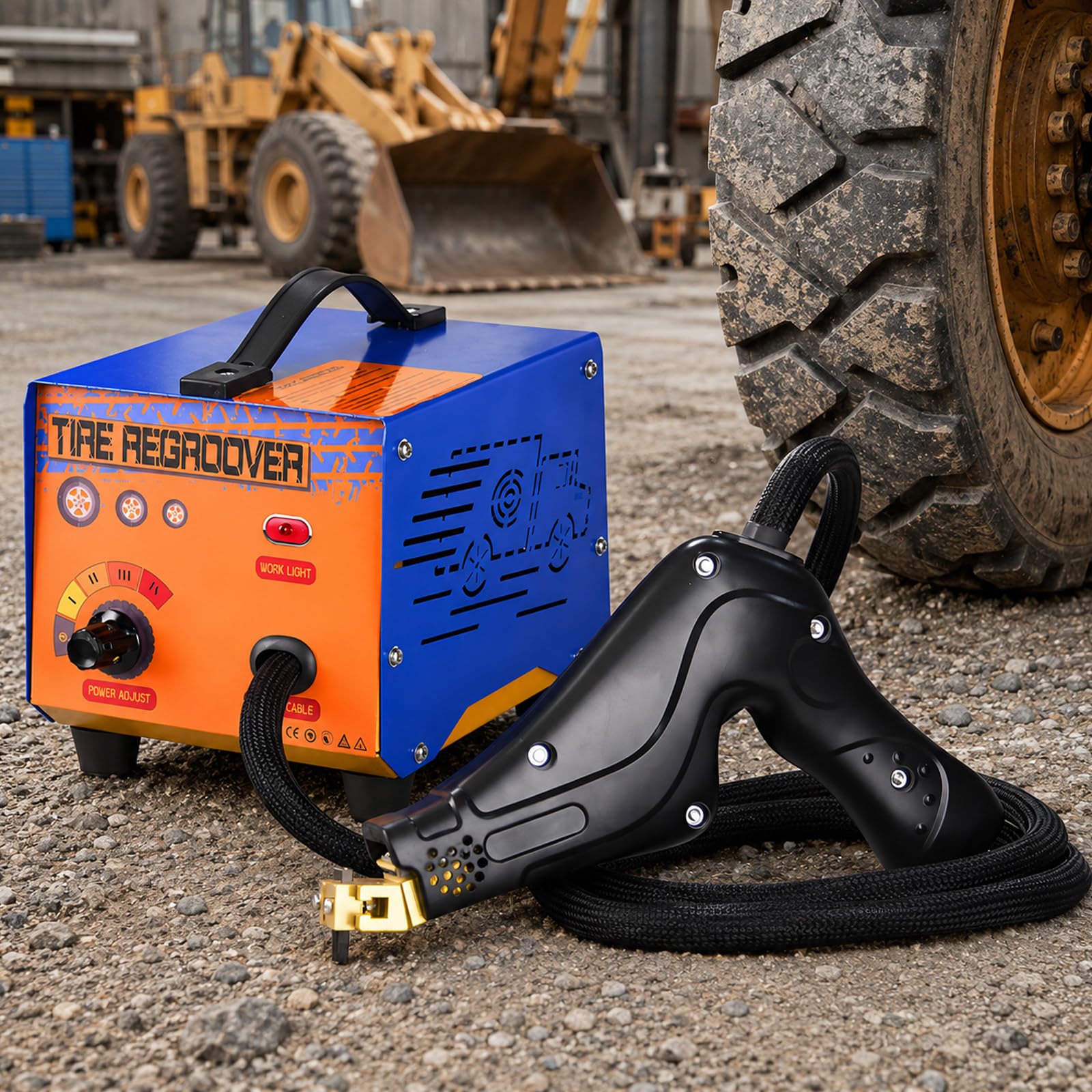 vnmudzeo 1000W Heated Tire Groover for Deep Treads,10 U/V Blades, 4-Speed Heat Control,Professional Rubber Cutting Tool for Truck & Off-Road Tires