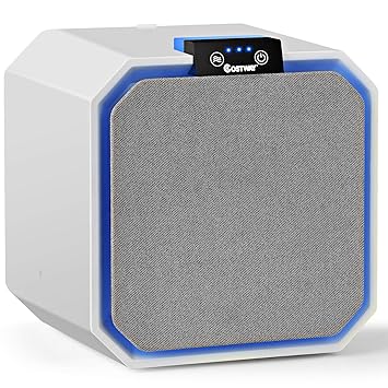 COSTWAY Air Purifier, Desktop Air Cleaner with Ionizer Dust Sensor, 3 Wind Speed Air Filter, Touch Screen and Air Filtration System for Home and Office