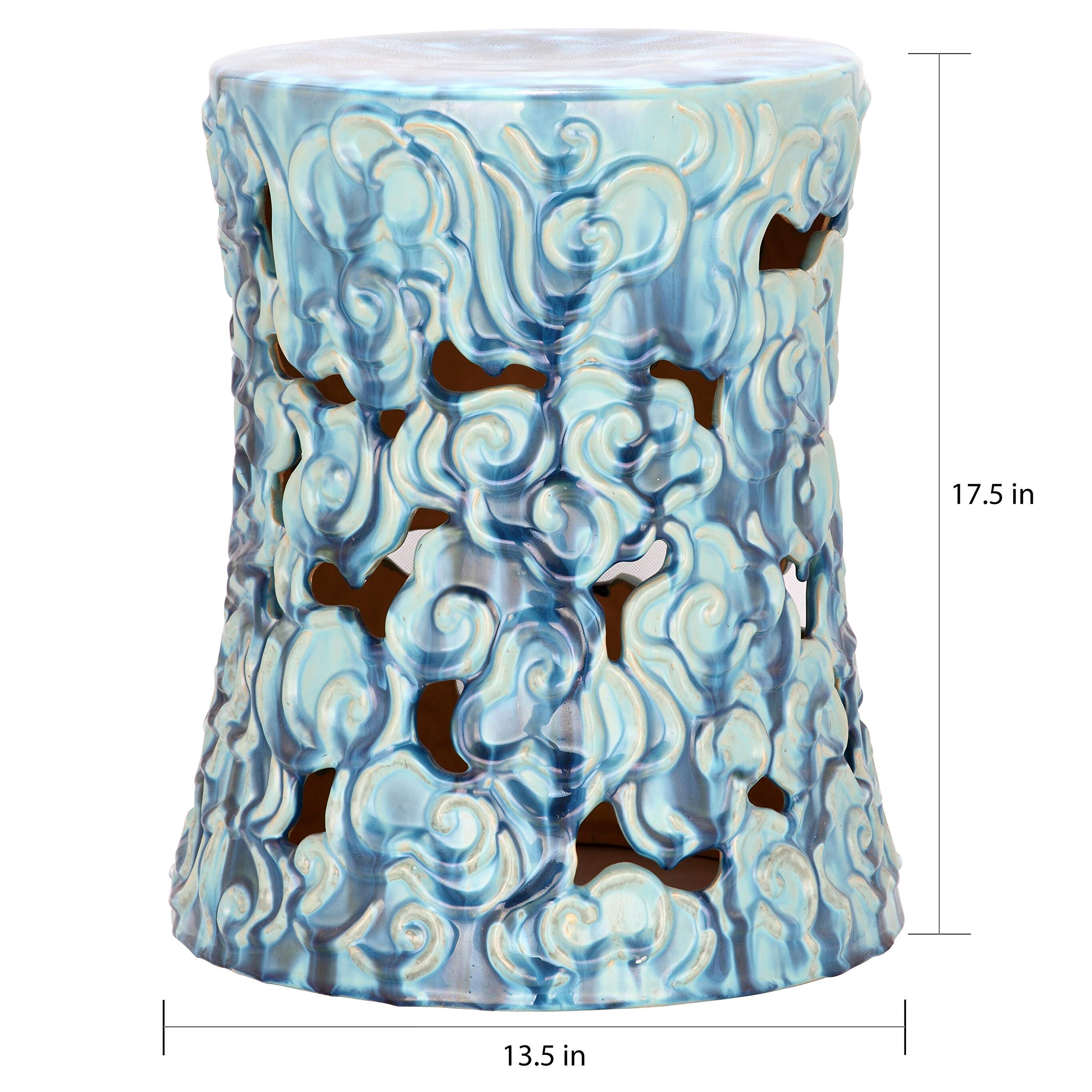 Decorative Garden Stools SAFAVIEH Imperial Vine Light Blue Ceramic