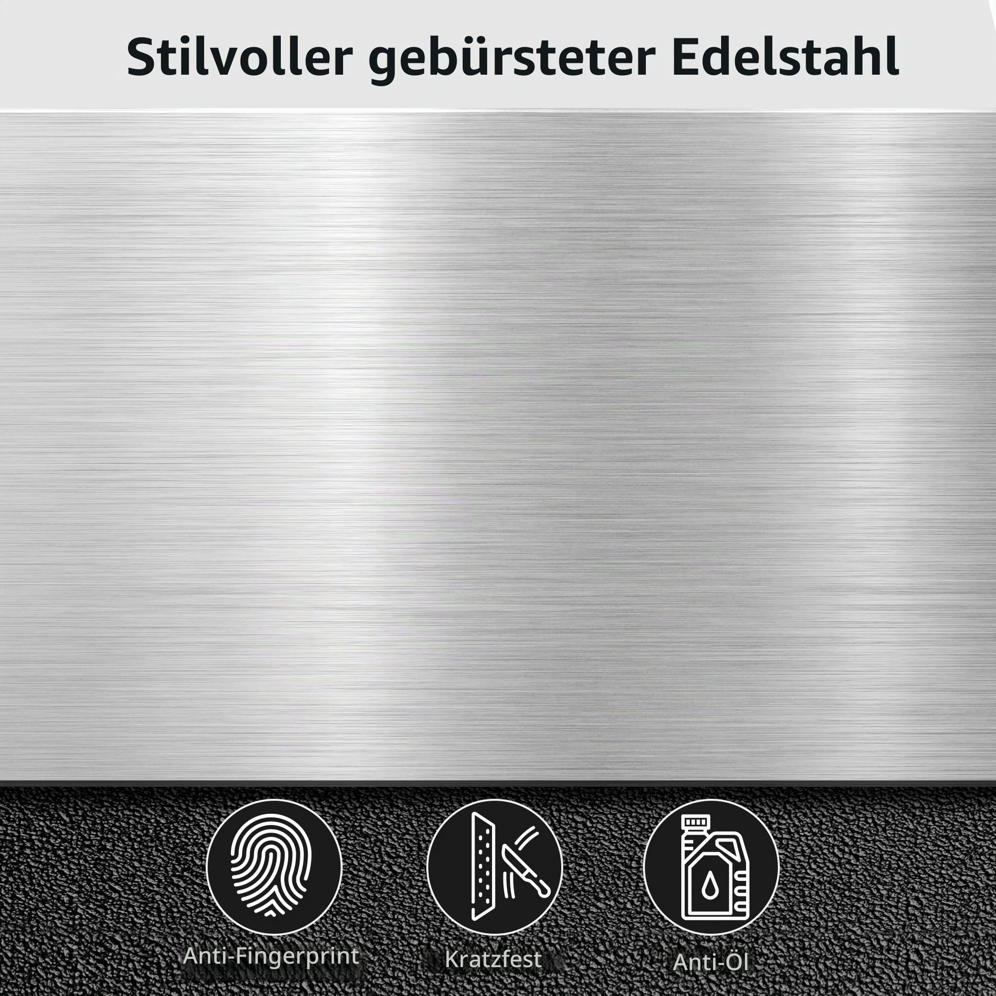 Rengue Automatischer Mülleimer, 50L Berührungsloser Bewegungssensor Abfalleimer Edelstahl Mülleimer mit Deckel für Küche, Schlafzimmer, Home Office