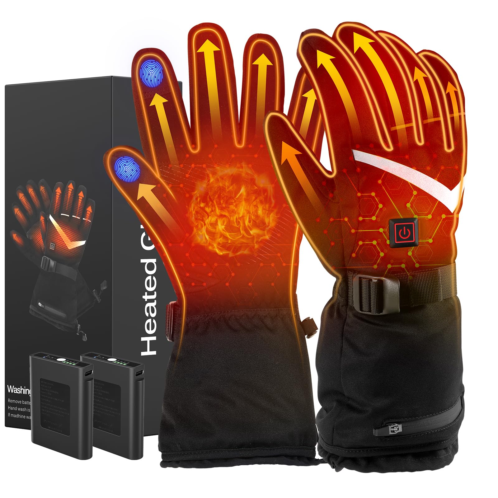 LOTTBUTY Beheizbare Handschuhe 2026 Upgrade,Beheizte Handschuhe Herren Damen mit 7.4V/2×5000mAh Wiederaufladbare Akkus,wasserdichte Beheizbare Motorradhandschuhe Winter für Kifahren,Radfahren,Wandern Fashion
