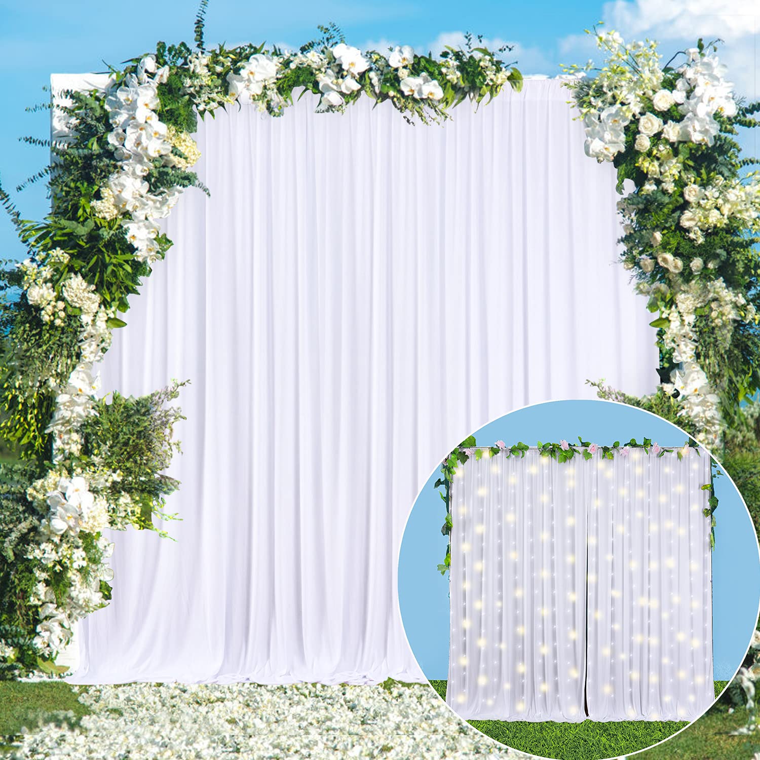 Buy White Backdrop Curtain for Parties Wedding Free White Photo