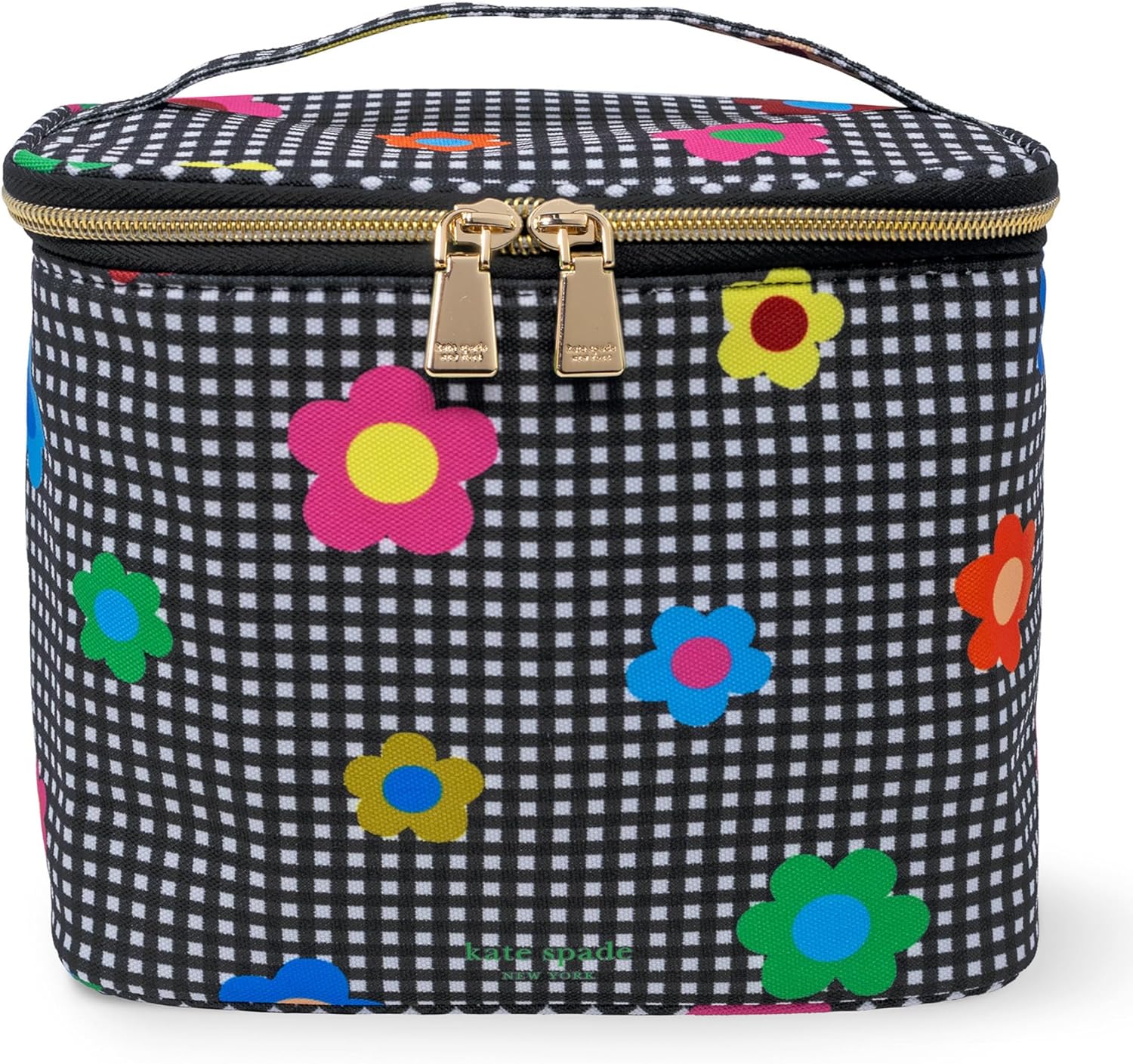 kate spade new york, Insulated Lunch Tote, Small Lunch Cooler, Cute Lunch Bag for Women, Striped Thermal Bag with Double Zipper Close and Carrying Handle, Gingham Garden