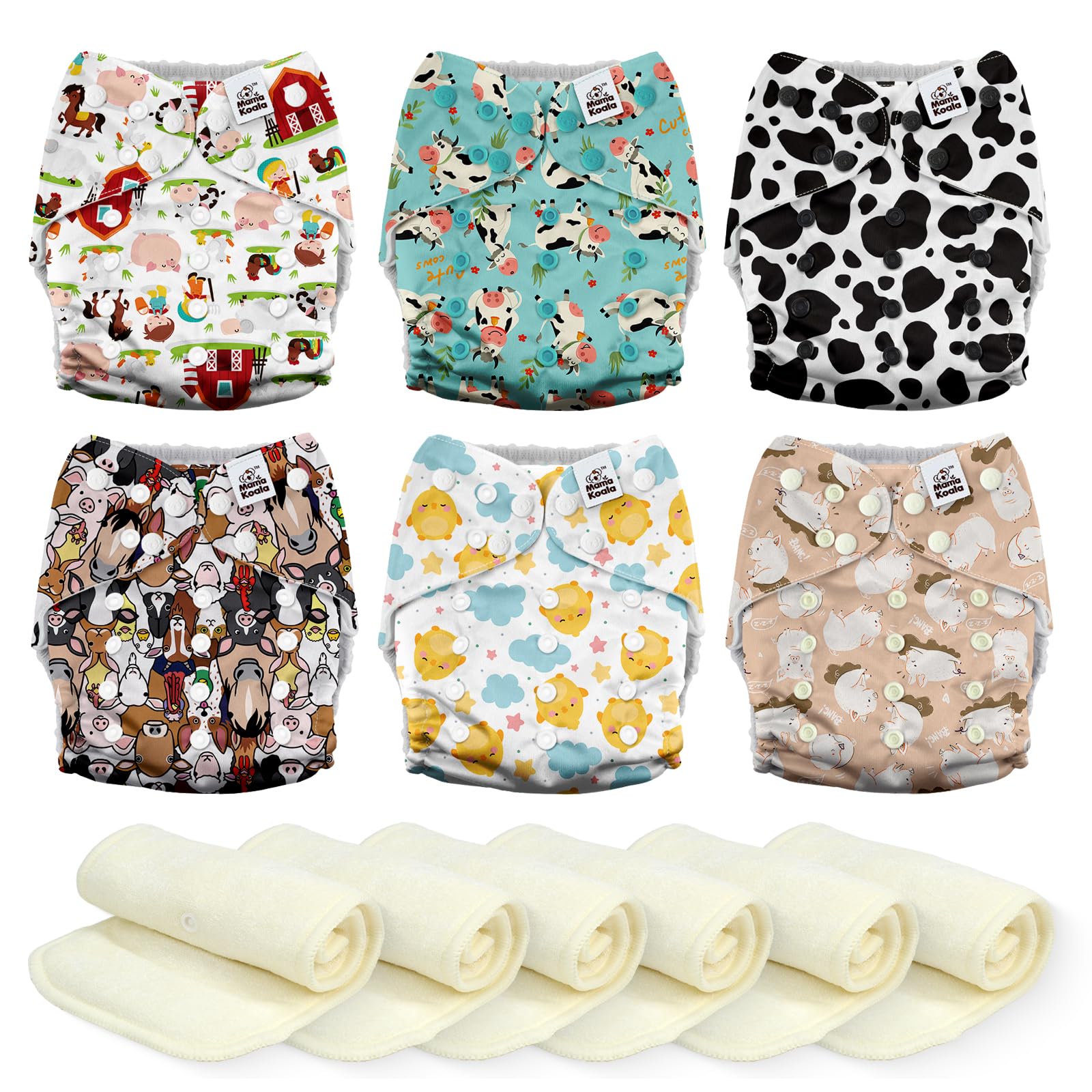 Mama Koala 6 Pack Cloth Diapers