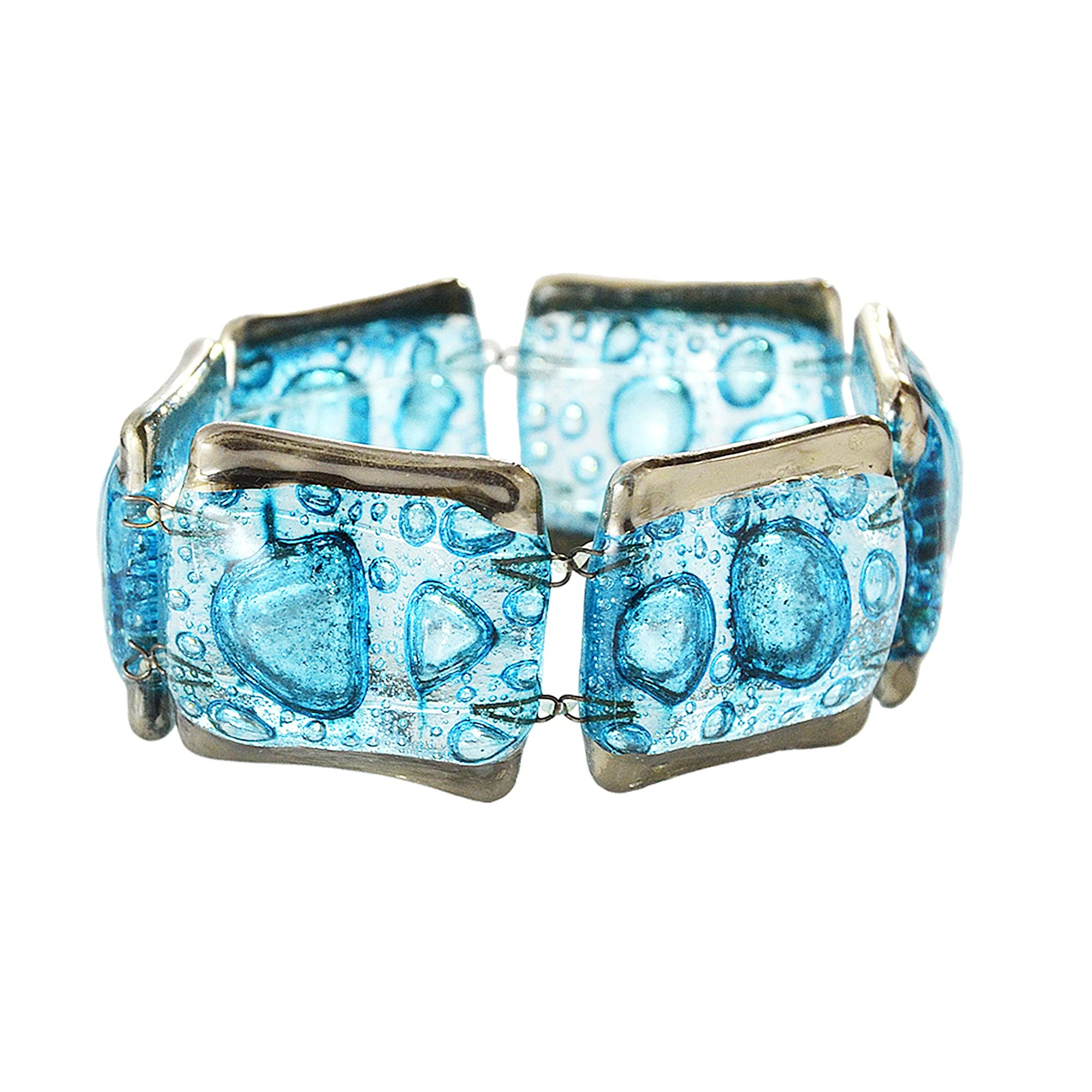 Bracelet turquoise en verre tchèque large résistant pour sublimer un poignet - 2