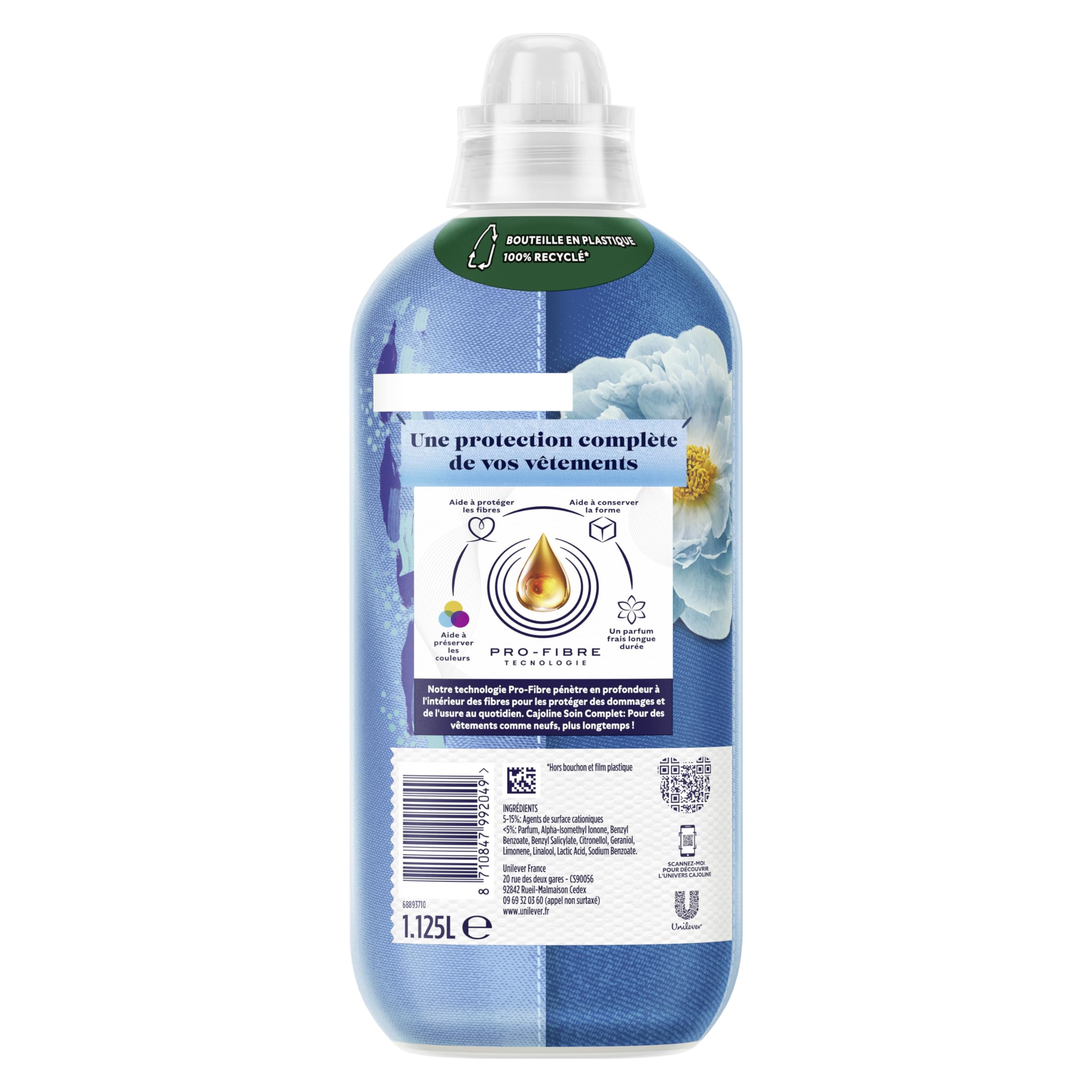 CAJOLINE - Ammorbidente in bottiglia - 45 lavaggi - freschezza frizzante - profumo raffinato con essenze naturali - Bottiglia in plastica riciclata al 100%
