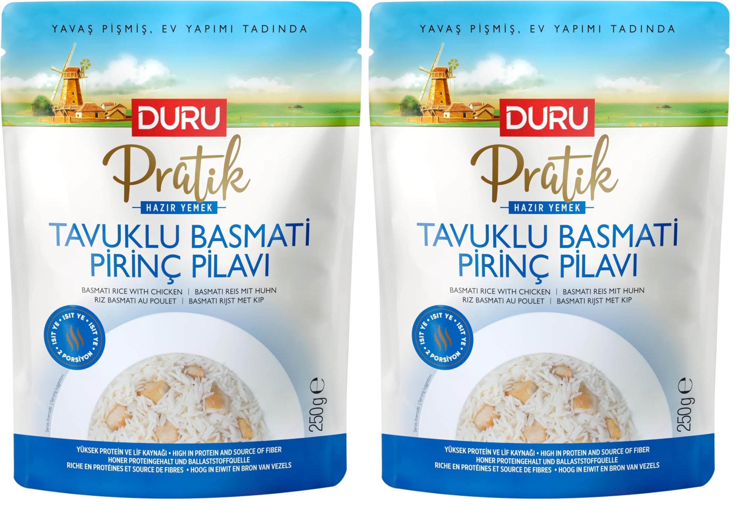 Duru Pratik Tavuklu Basmati Pirinç Pilavı 250 g – Hazır Yemek, Katkısız ve Pratik Öğün (2 paketi)