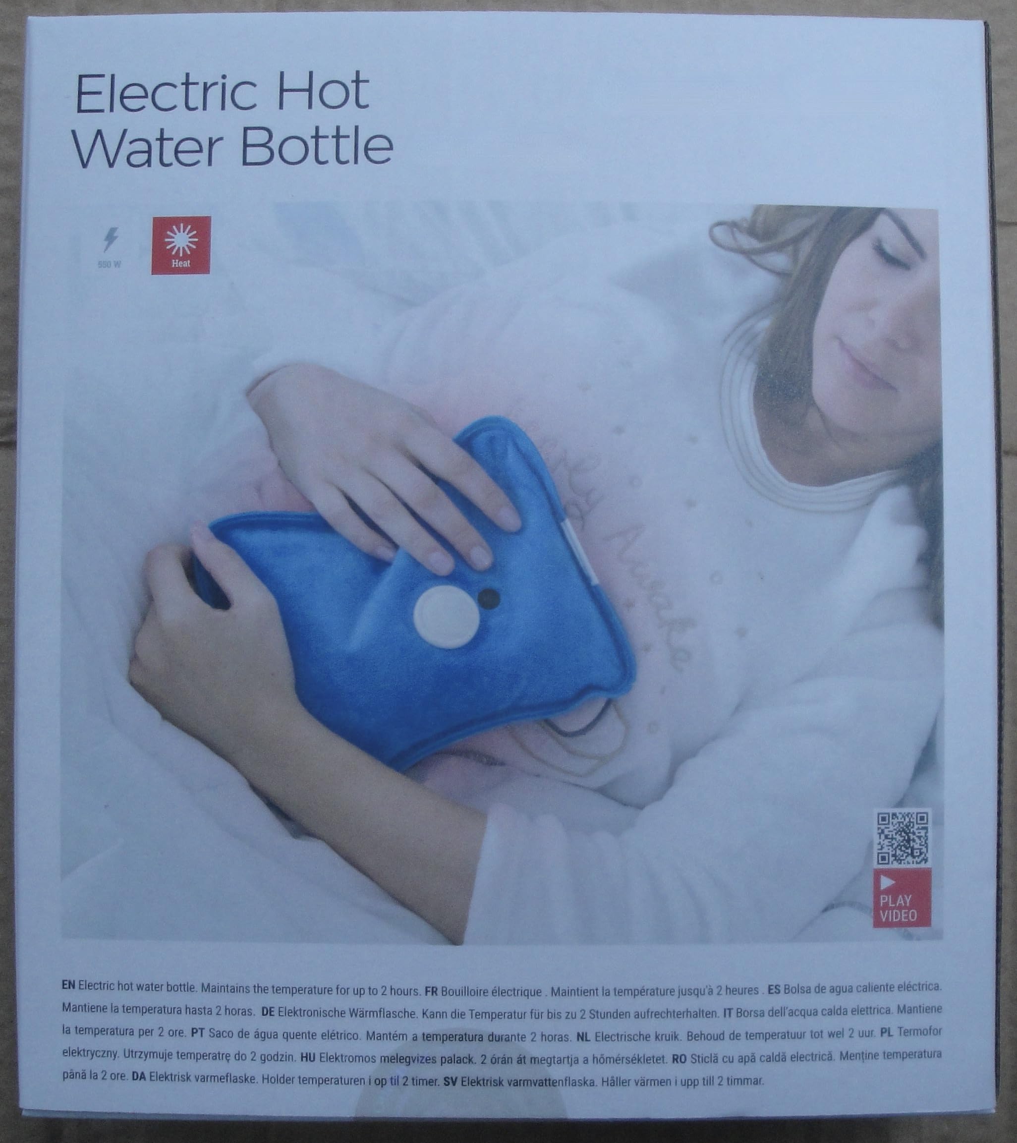 Bouillotte Electrique Chauffante Rechargeable - Bouteille Eau Chaude - Bouillotte eau chaude - idéal pour Soulager Rapidement les Douleurs dorsales et menstruelles - 75ºC - 600 W - Bleu