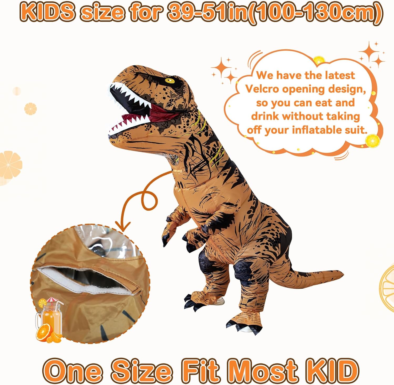 Inflatable Dinosaur Costume for Kids/Teens,Halloween Costumes T Rex Blow Up Costumes for Boys Girls,Cosplay Party - Image 3