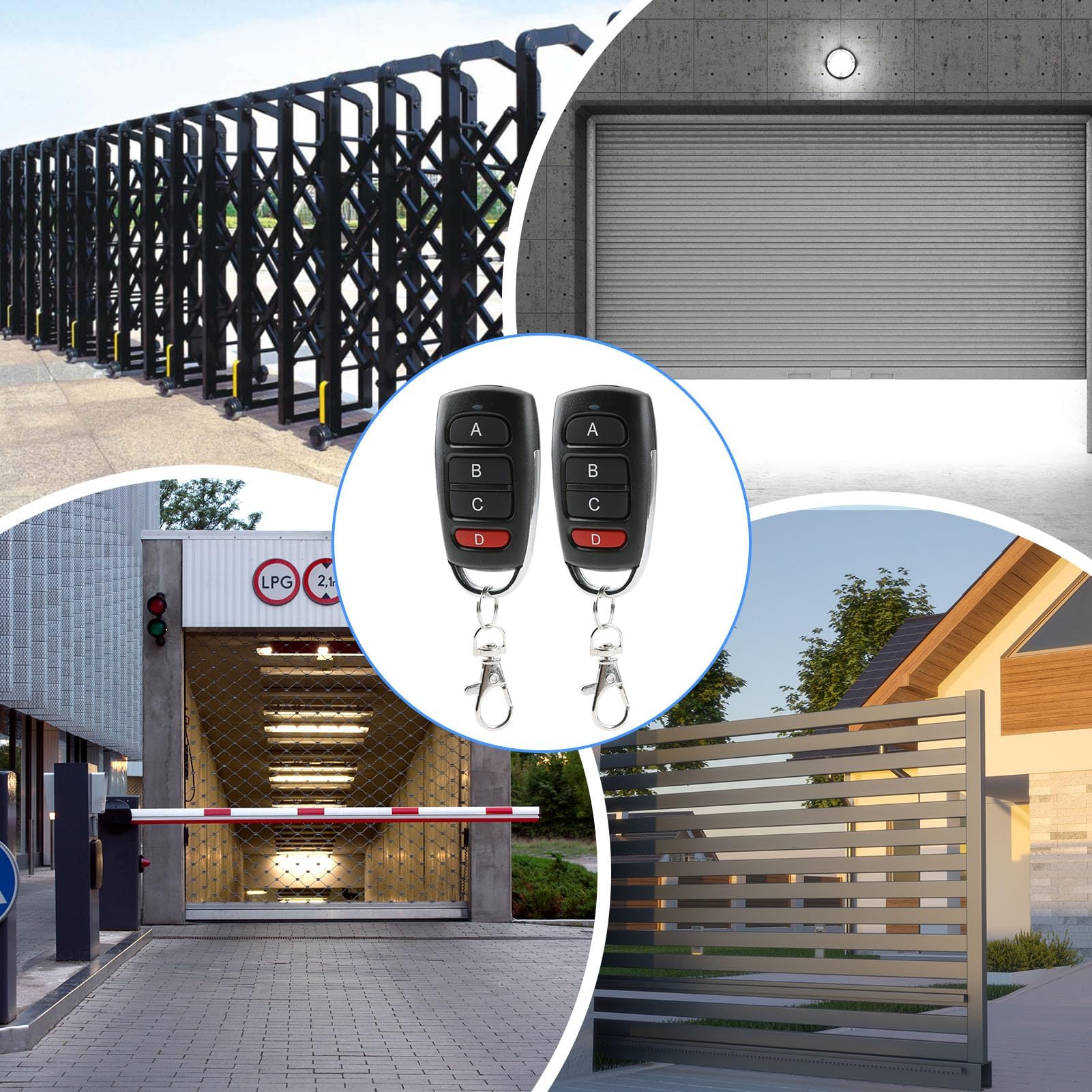 433mhz Universal Remote Garage Door Opener,2PCS Duplicator Replacement Garage Gate Electric Remote Control Key Fob Wireless Cloning for Gates Doors Control Keychain with Transmitter 4 Button - Image 4
