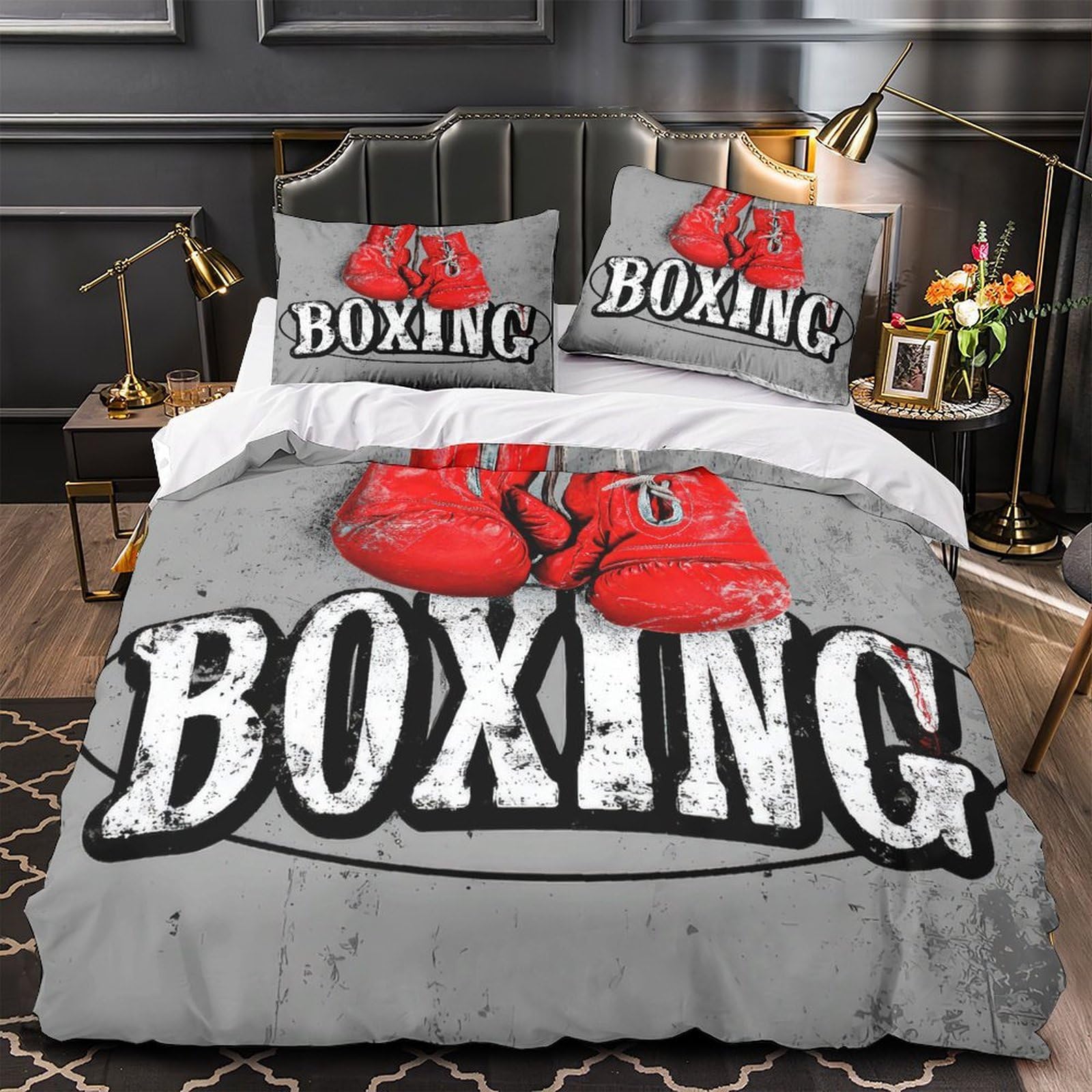 MMDASBVPE Boxing_gloves Duvet Cover 3D Design Printed Anti-allergic 3 Pieces Bedding Set Zipper Comforter Cover Hotel Quality All Season for Adults Kids Women Teens Youth Single（140x200cm）