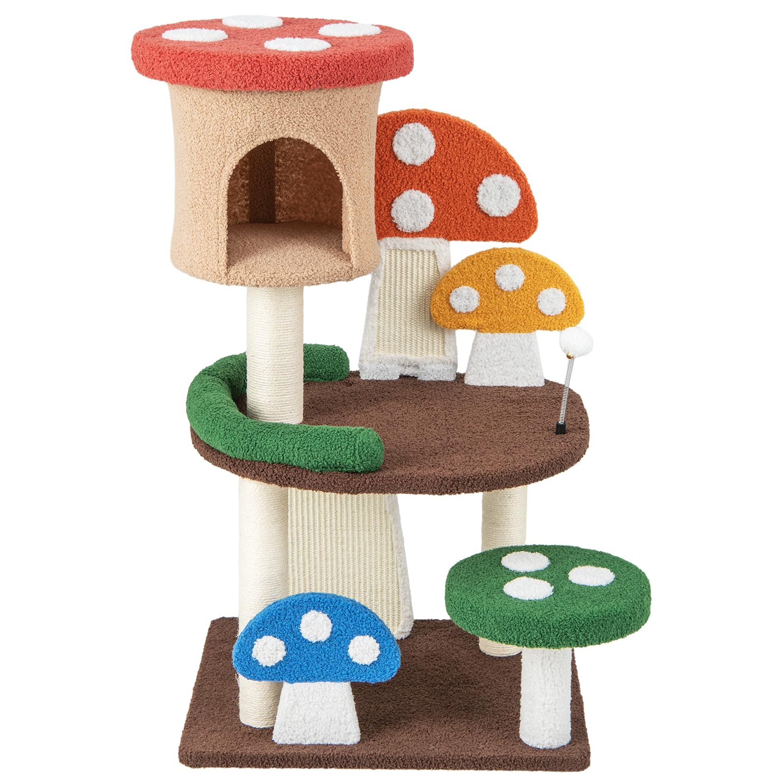 GYMAX Albero Tiragraffi per Gatti a Forma di Fungo, Centro Attività per Gattini (59 x 48 x 102 cm)