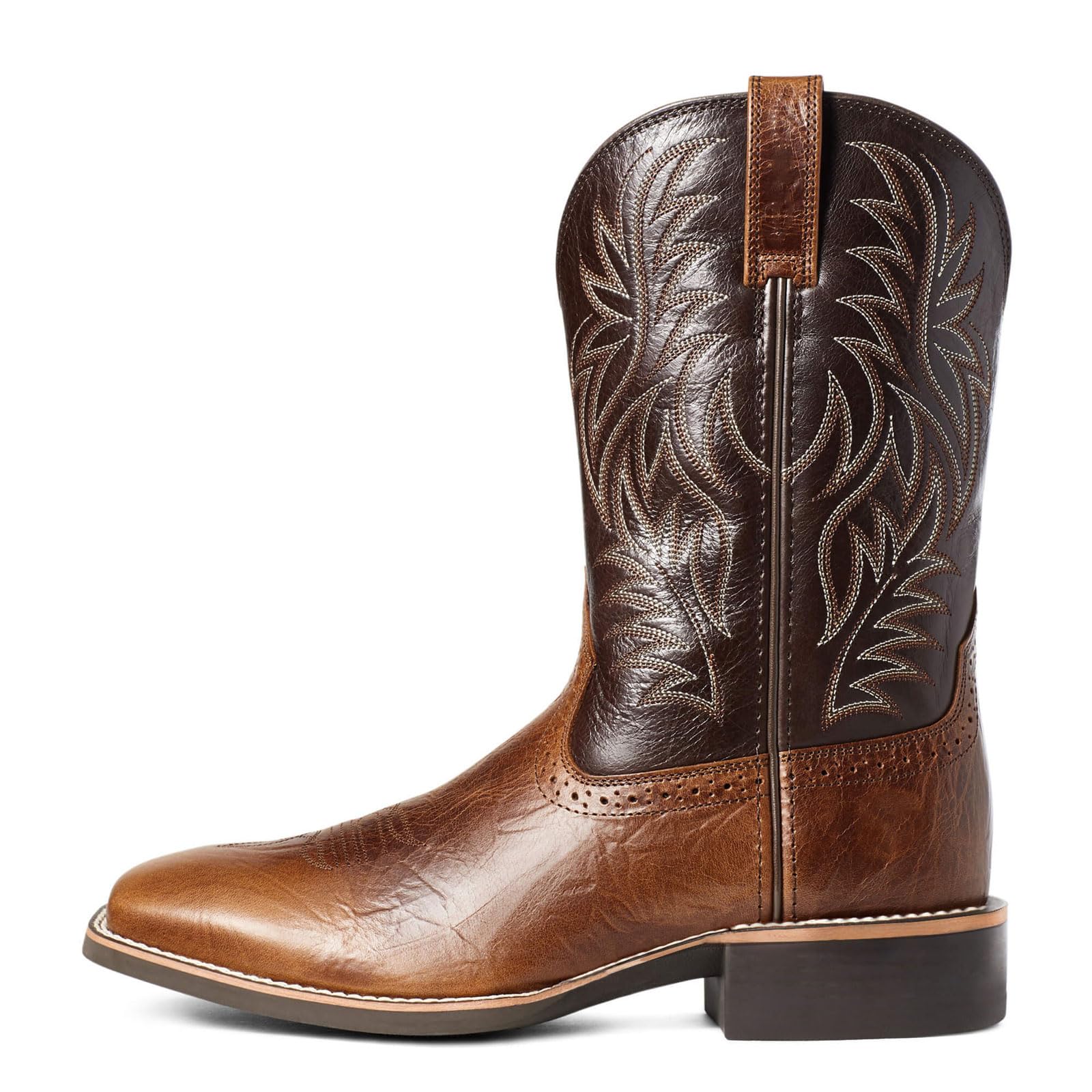 Stivali da Cowboy da Uomo, Classici Stivali Western da Uomo Ricamati, Stivali Slip-On con Punta Quadrata, Stivaletti Country con Tacco Spesso, Stivaletti Corti Resistenti