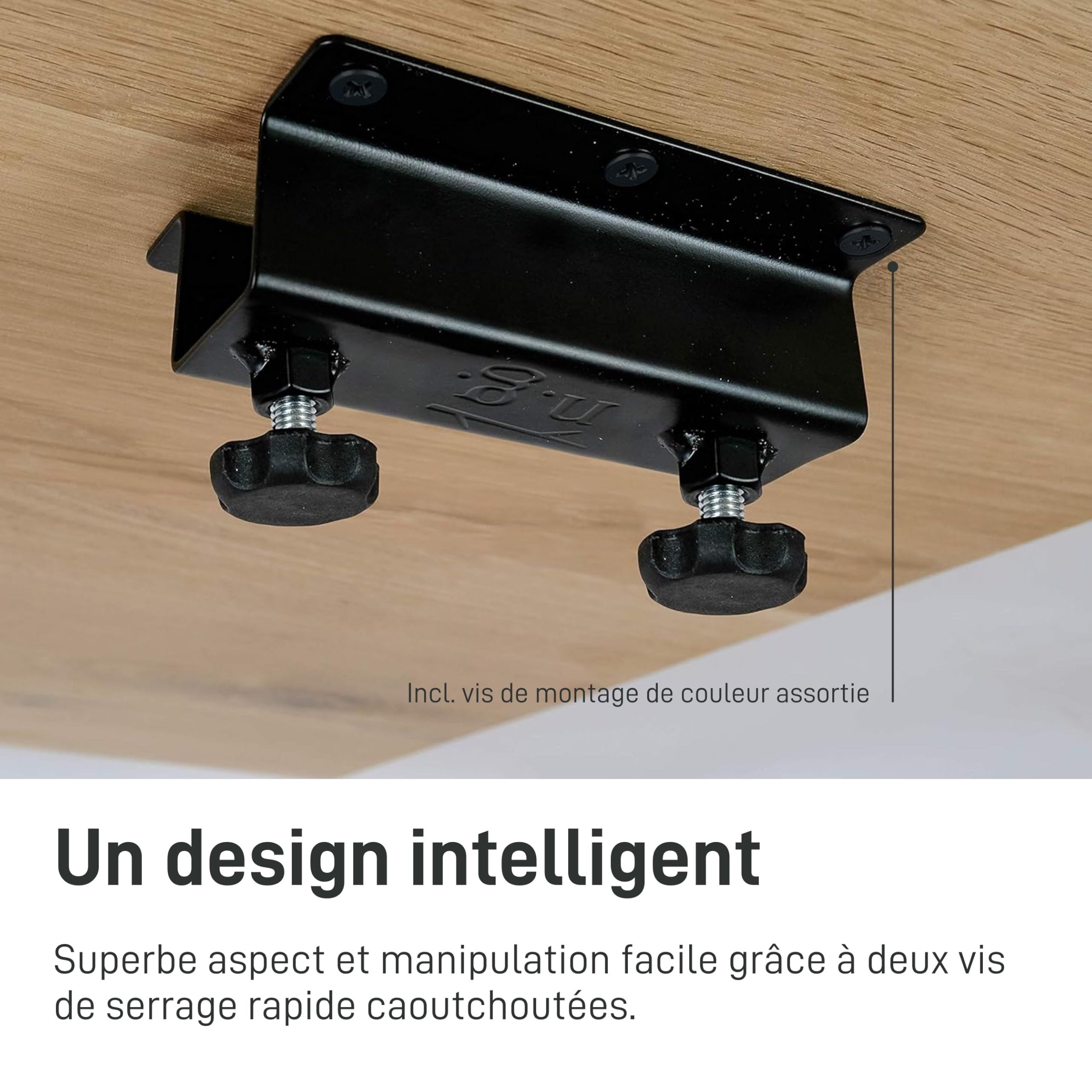 Natural Goods Berlin 2X Extension du Plateau de la Table, Support de Plaque Supplémentaire, Robuste (Noir, 60cm)