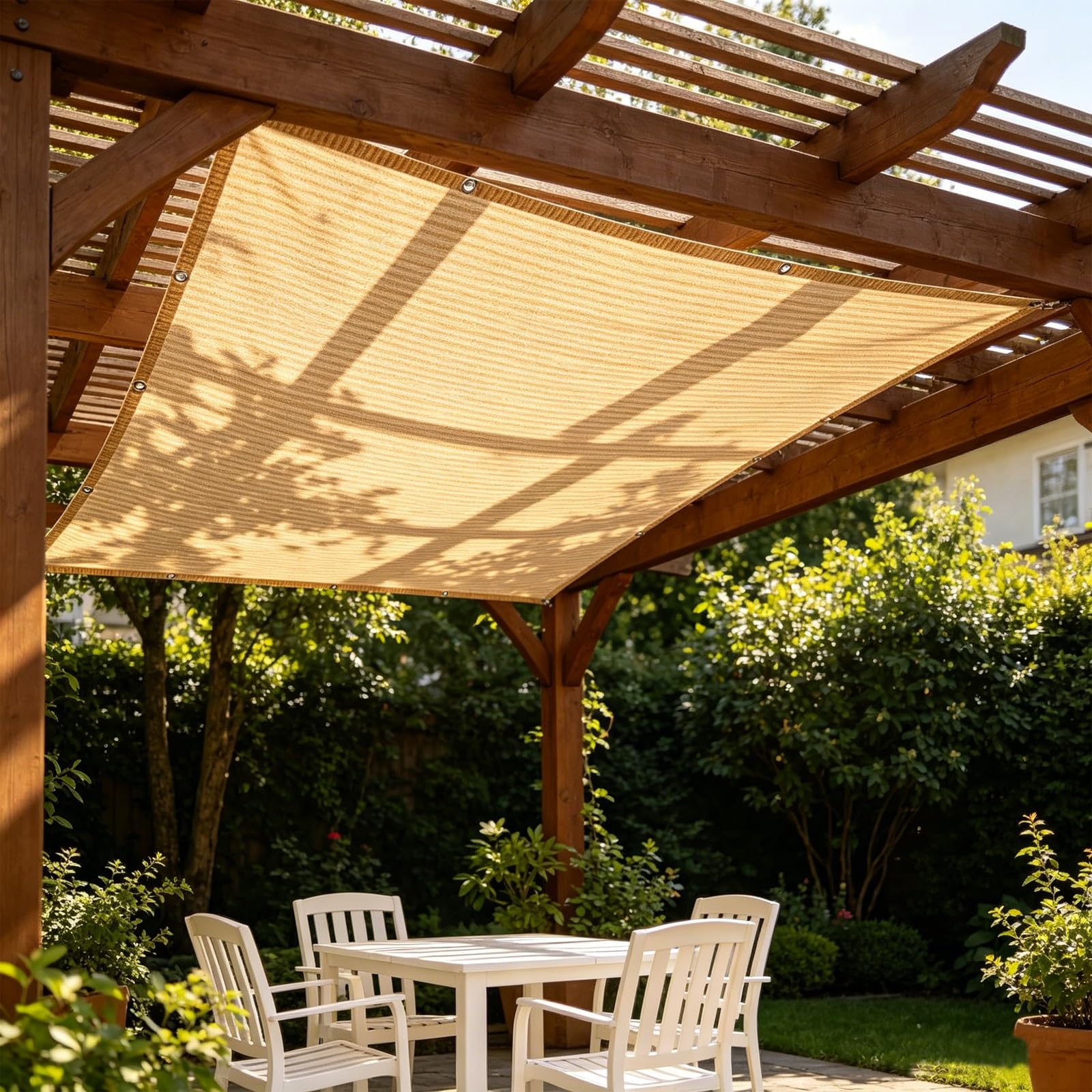 Voile d'ombrage 180 x 280 cm HDPE Respirant (220G ㎡), Filet Dombrage Rectangle avec Protection UV Filet Brise Vue, Voile Ombrage pour Jardin Terrasse Camping, Couleur Crème