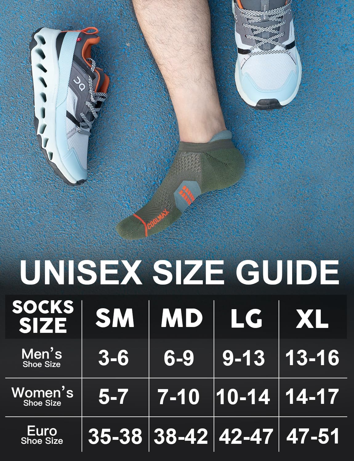 Bamboo Viscose Compression Tab Running No Show Sport Socks Men Moisture Wicking Cushioned Anti-Blister Breathable - Image 6