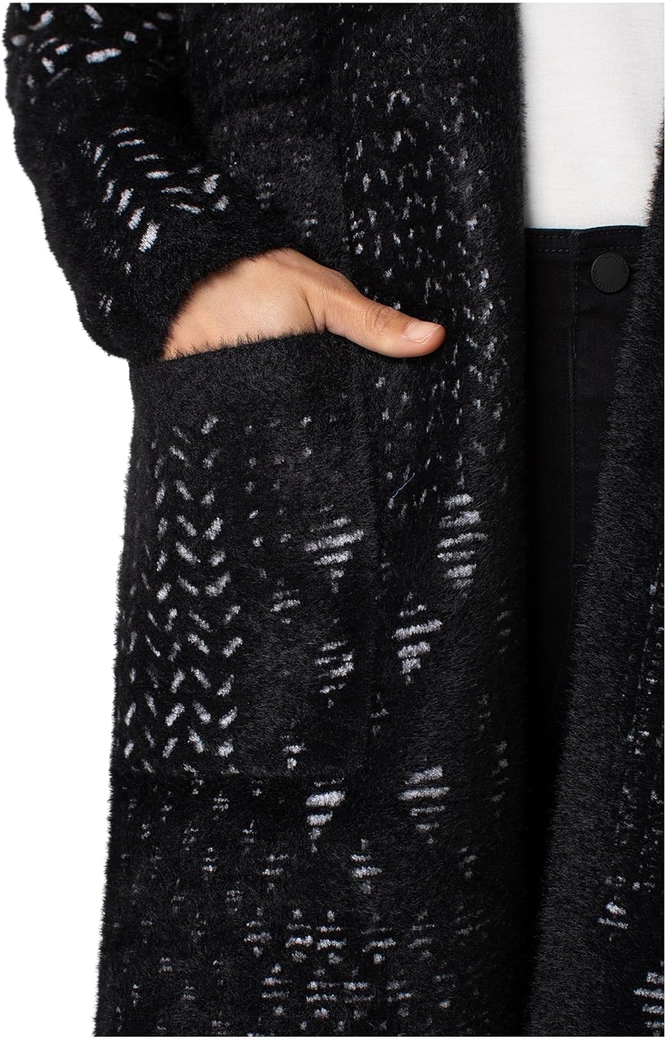 Liverpool Women's Long Sleeve Collarless Open Front Sweater Coat