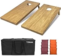 Vista 50 de GoSports 4 ft x 2 ft Regulation Size Wooden Cornhole Boards Set with Light Brown Finish - Includes Carrying Case and Bean Bags