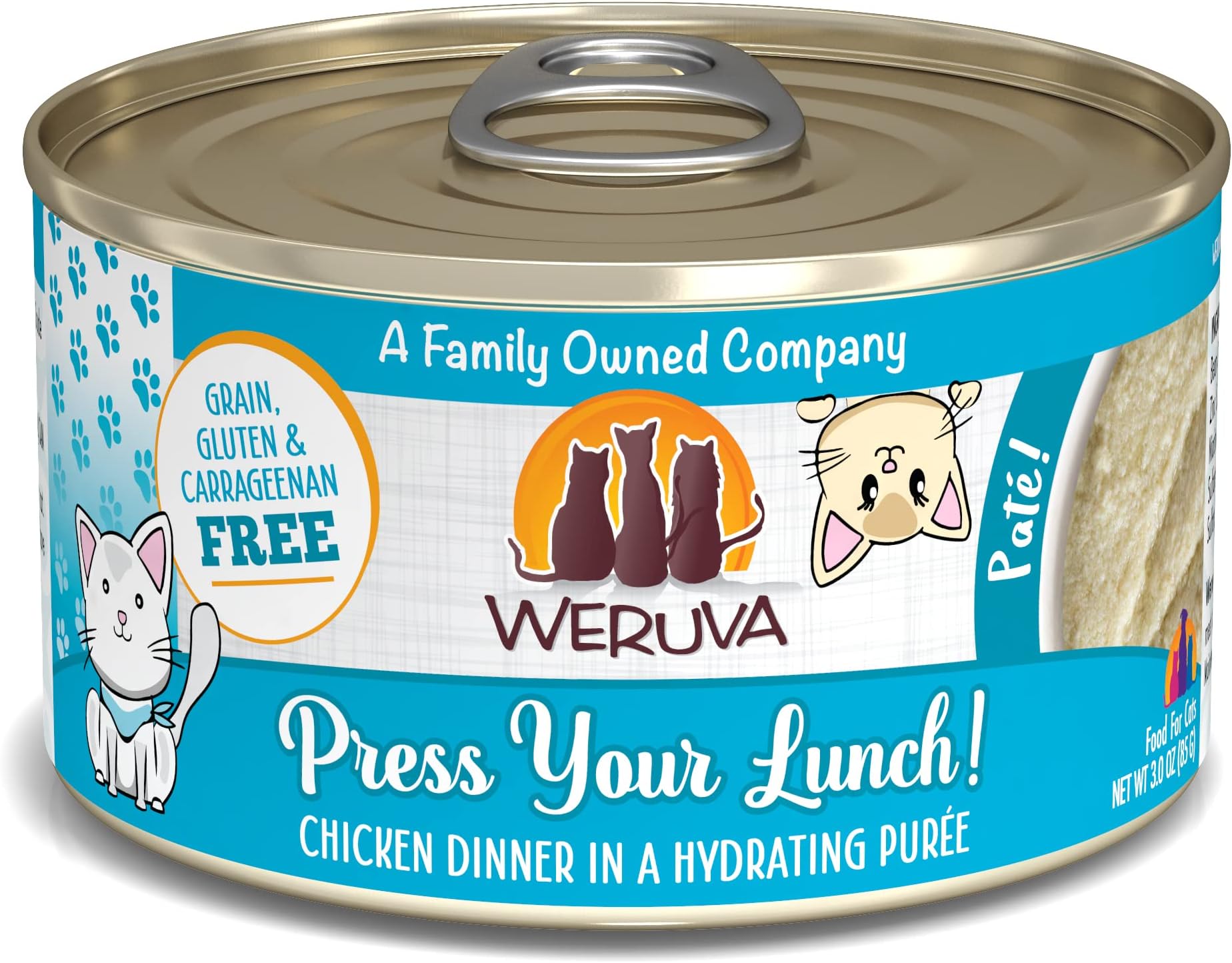 Wet Cat Food, Press Your Lunch with Chicken Pate, 3oz Can, Pack of 12