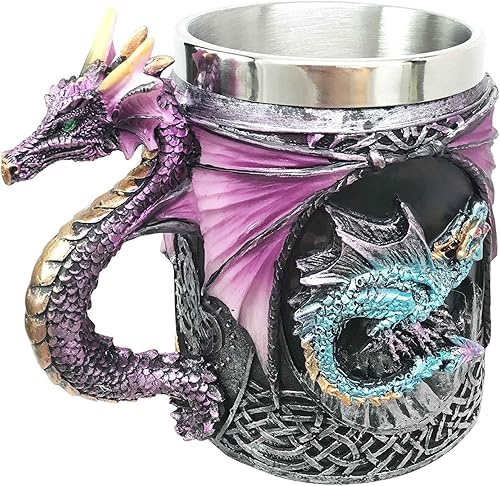 Miniatura 10 de Taza de café Ebros Myths And Legends The Conception Of Red Fire Oberon Dragon Beer Stein Tankard con mango de dragón verde, gran regalo para los