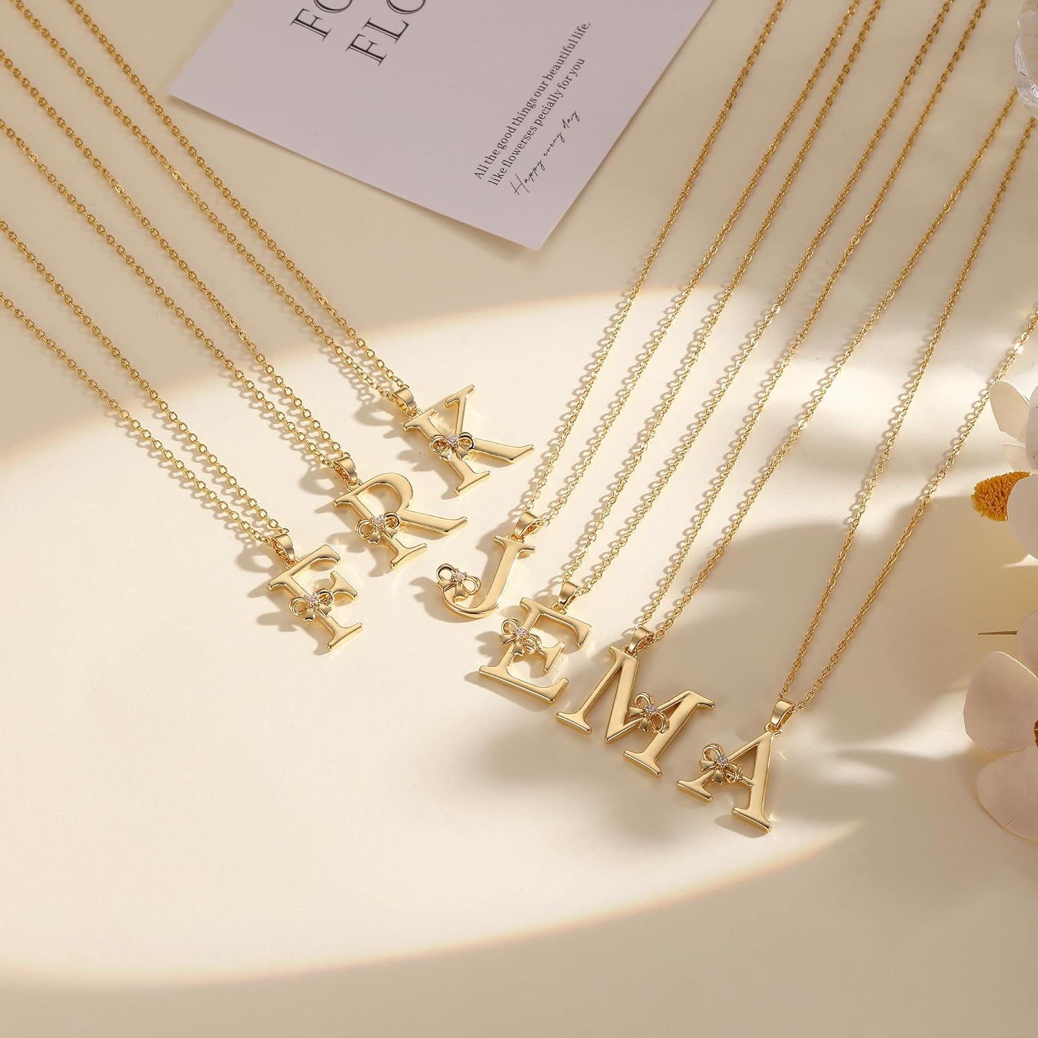ASCOMY Initial Necklaces for Women 14K Gold Plated Initial Necklace Dainty Bow Letter Necklace Cute CZ Bow Letter Pendant Personalized Alphabet A-Z Name Necklaces Gold jewelry Gifts for Women - Image 5