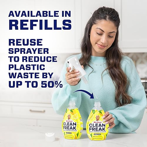 Miniatura 6 de Mr. Clean, Spray de limpieza profunda para múltiples superficies, kit de inicio de aroma a ralladura de limón, 16 onzas líquidas (paquete de 1)
