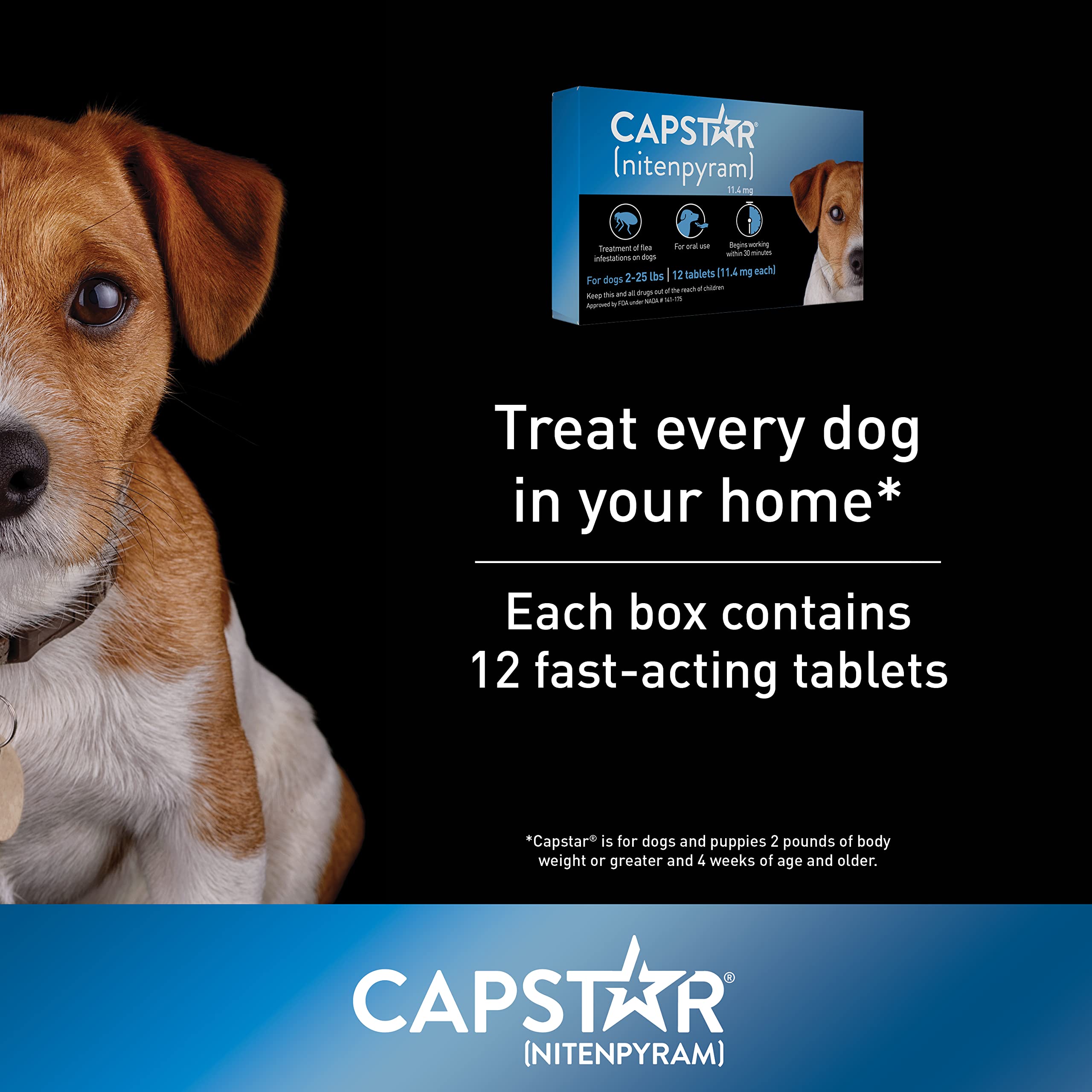 CAPSTAR (nitenpyram) Oral Flea Treatment for Dogs, Fast Acting Tablets