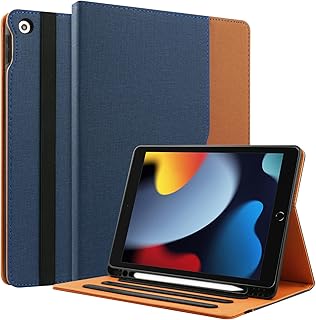iPad 6th/ 5th Generation Cases, iPad Air 2/ Air Case, iPad 9.7 Inch Case Cover 2018/2017 with Pencil Holder, Auto Sleep/Wake, Multiple Viewing Angles - A1893 / A1954 / A1822 / A1823, Blue/Brown