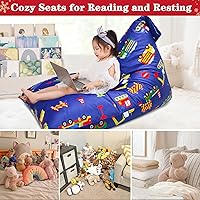 Vista 43 de Jorbest Almacenamiento de puf de animales de peluche, bonita construcción para niños y adultos, fundas de terciopelo de lujo para puf solo sin