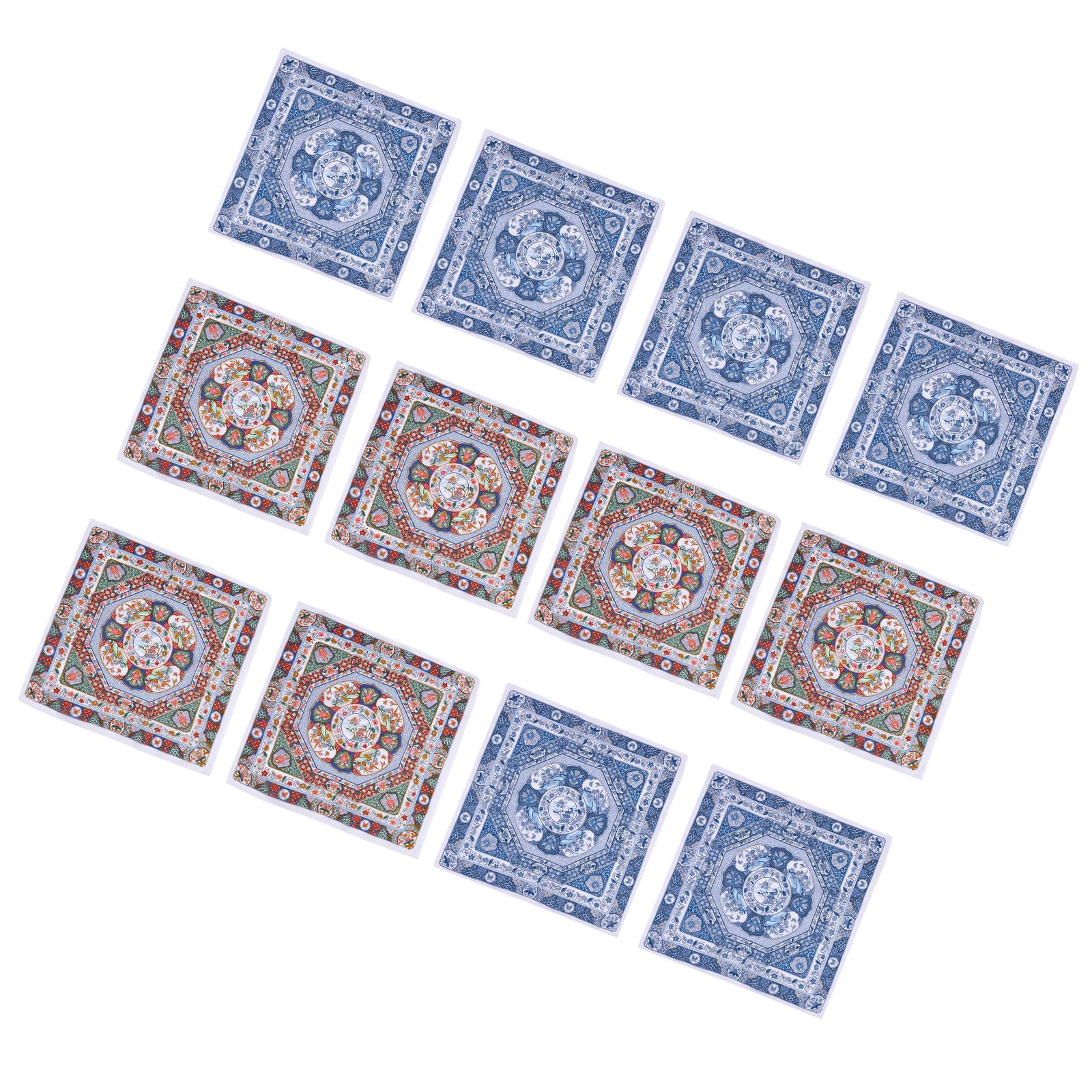 Fentency Flower Printed Handkerchief Set of 12 Pocket Hankie Towel Sweat Wiping Neck Kerchief for Adult Business Square Pocket
