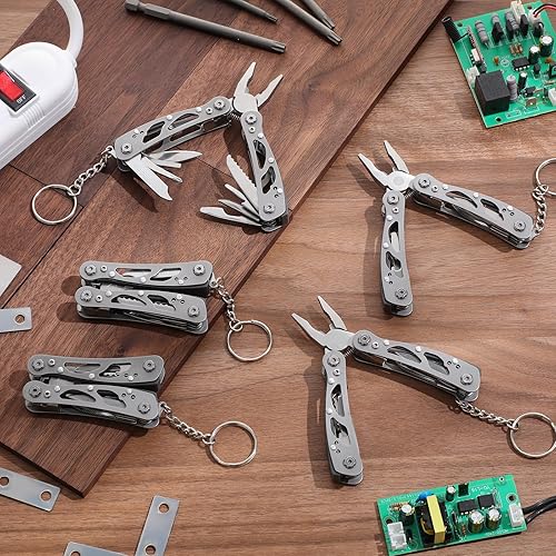 Miniatura 6 de Lasnten 24 alicates pequeños multiherramienta de regalo para hombres, de acero inoxidable, mini alicates plegables, abrebotellas, destornillador