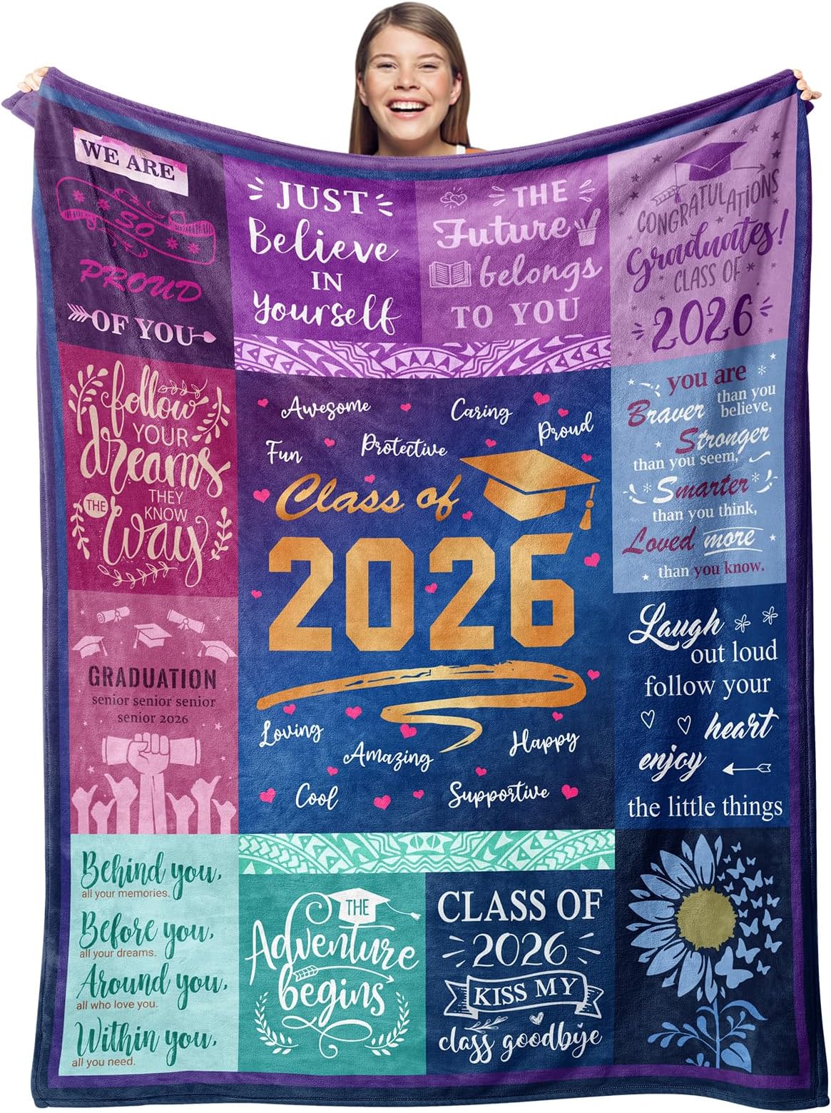 Graduation Gifts Blanket - 2026 High School College Graduation Gifts for Her Him - Class of 2026 Throw 50" X 60"